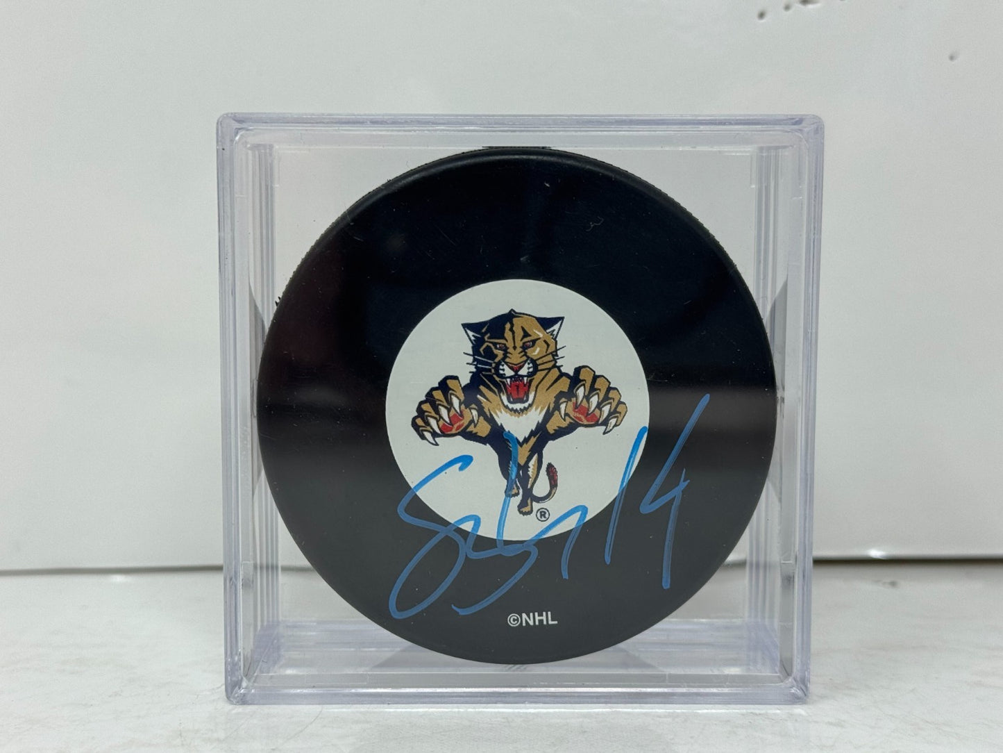 Stu Barnes Florida Panthers Signed NHL Autograph Puck Blue Auto