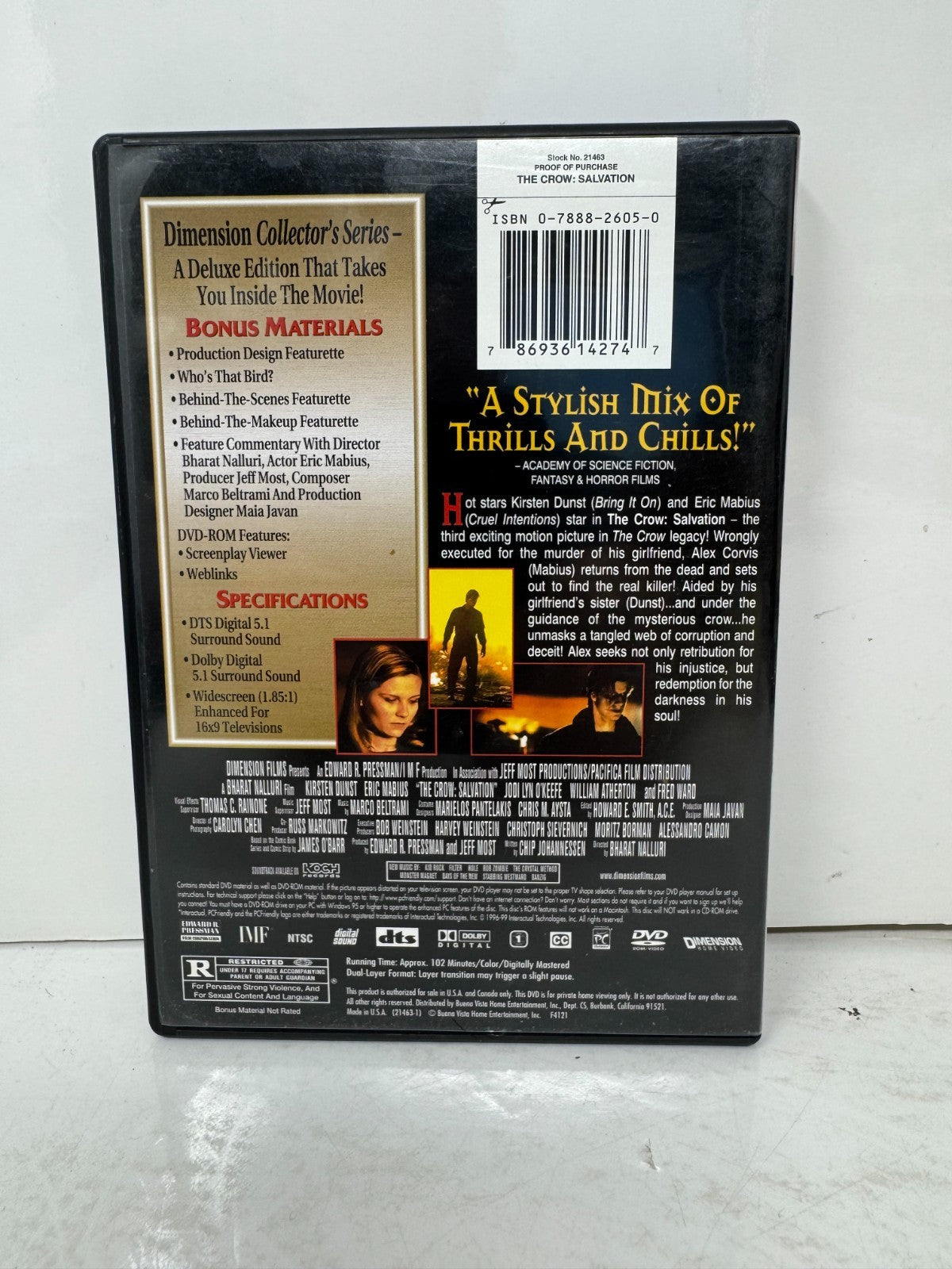 The Crow: Salvation (DVD) Thriller Good Condition!!!