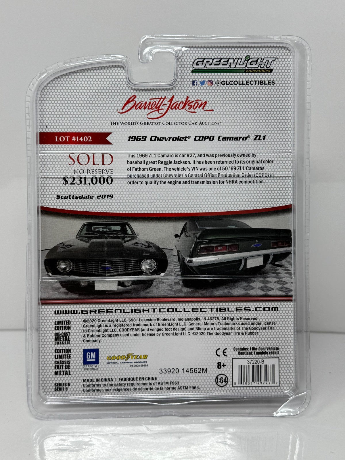 Greenlight Barrett-Jackson 1969 Chevrolet COPO Camaro ZL1 1:64 Diecast