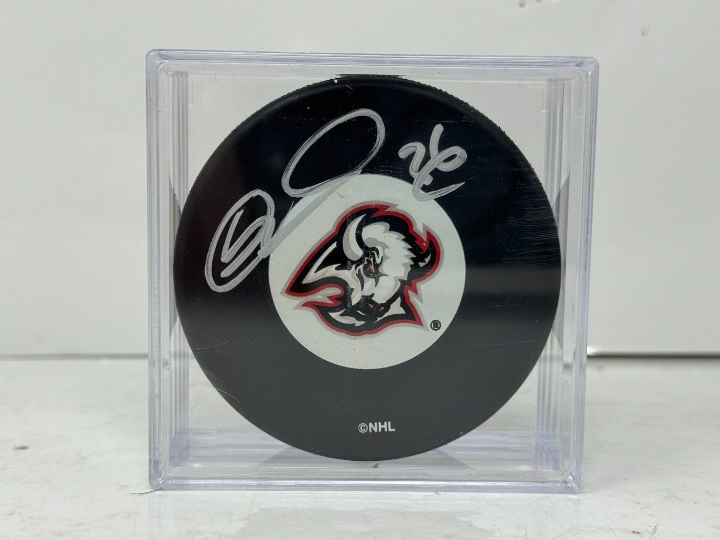 Matthew Barnaby Buffalo Sabres Signed NHL Autograph Puck Silver Auto