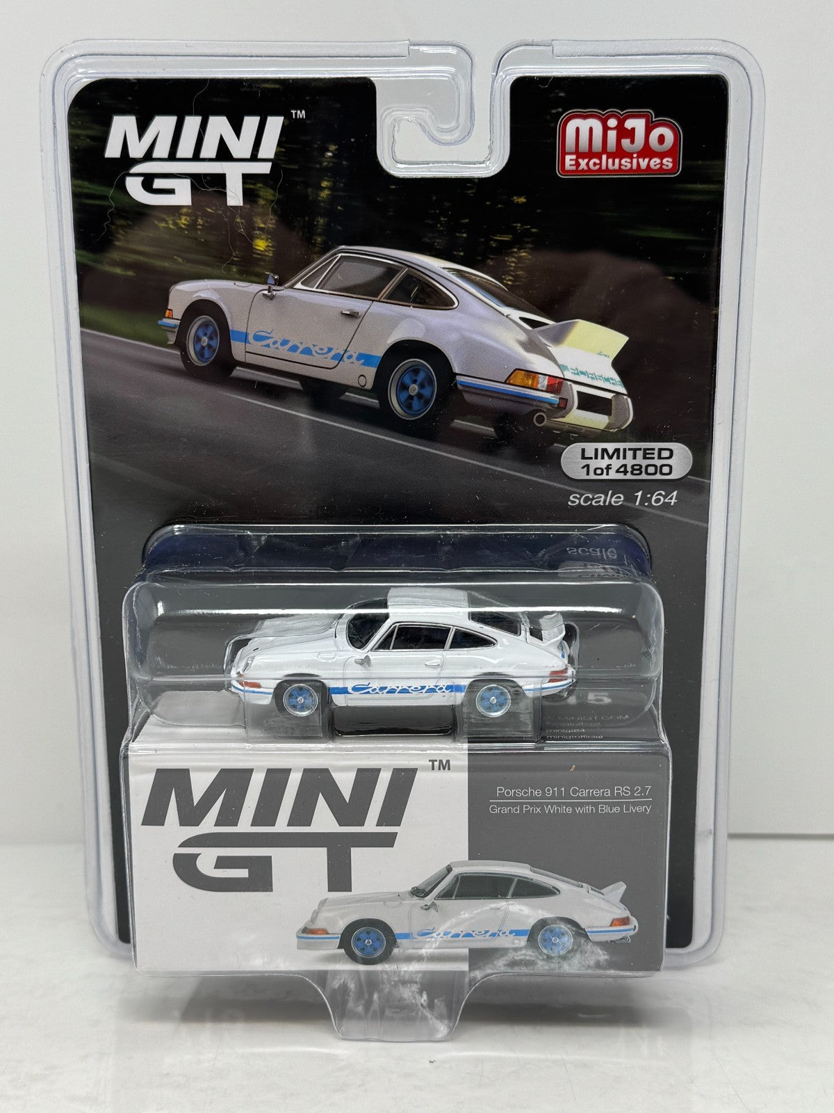 Mini GT Porsche 911 Carrera RS 2.7 Grand Prix with Blue Livery 1:64 Diecast