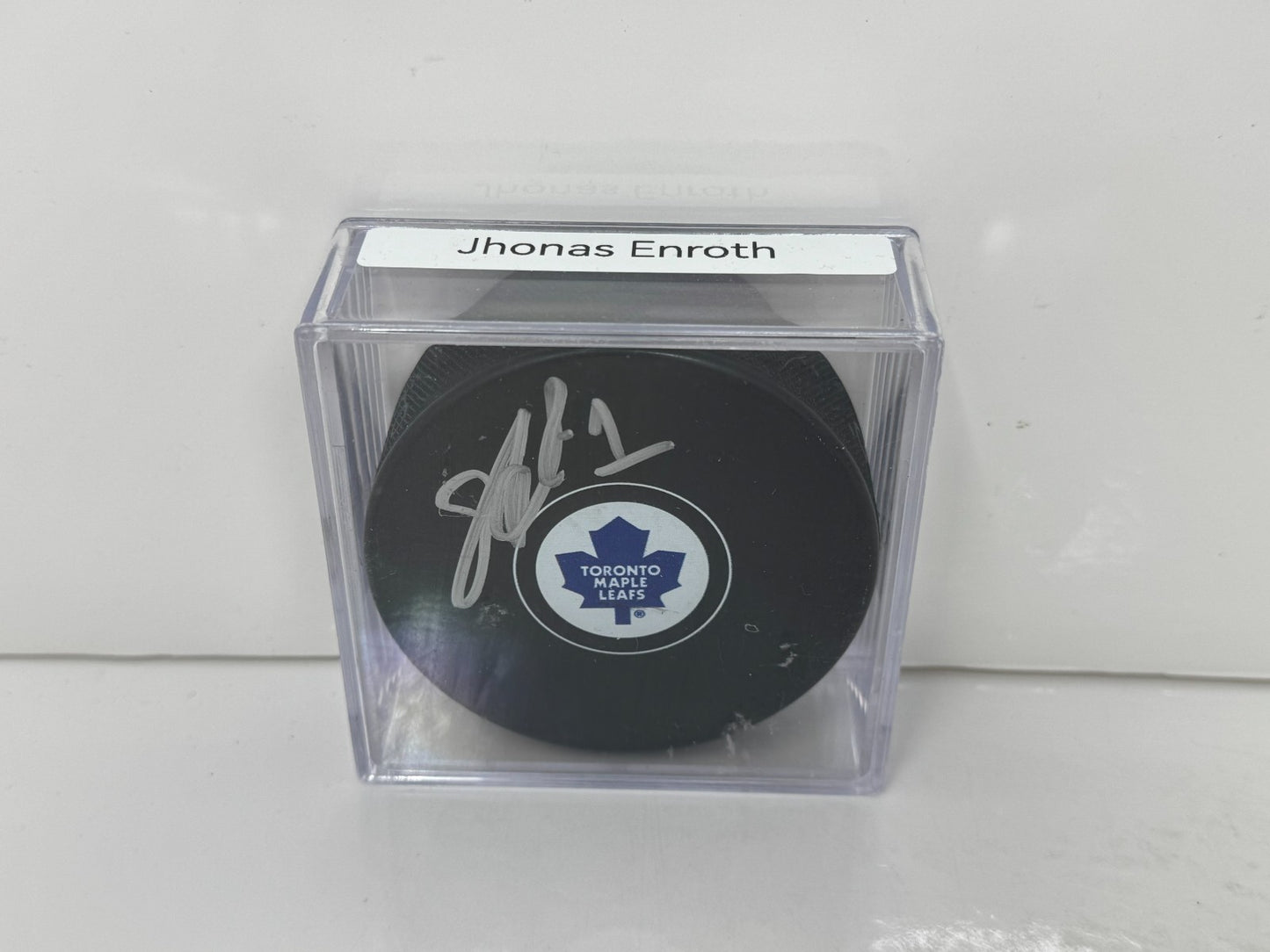 Jhonas Enroth Toronto Maple Leafs Signed NHL Autograph Puck Silver Auto