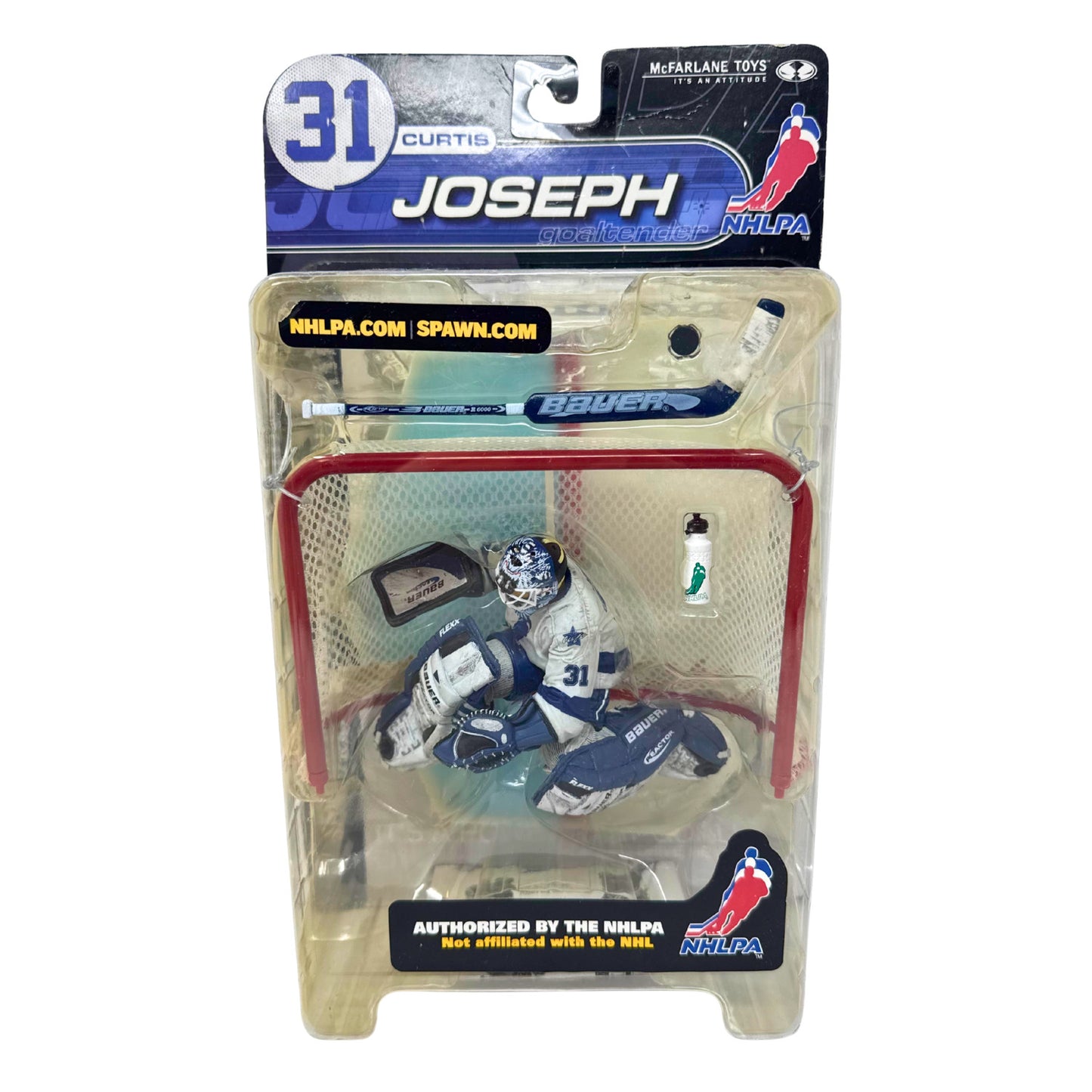McFarlane NHLPA Curtis Joseph Toronto Maple Leafs White Jersey NHLPA Logo Figure
