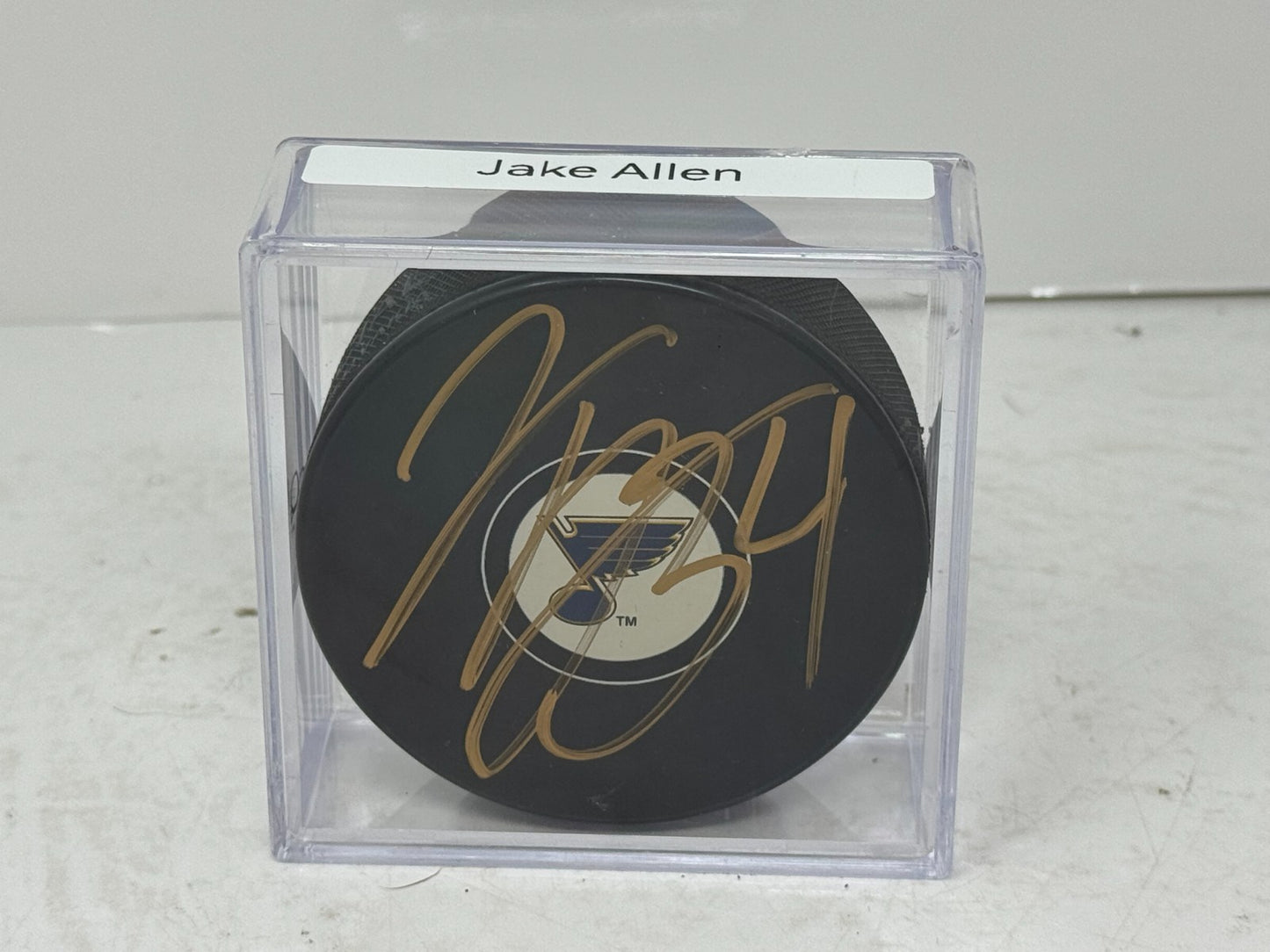 Jake Allen St. Louis Blues Signed NHL Autograph Puck Gold Auto