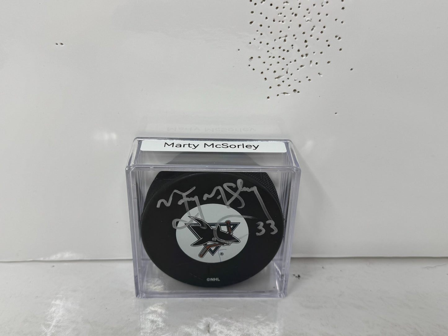 Marty McSorley San Jose Sharks Signed NHL Autograph Puck Silver Auto