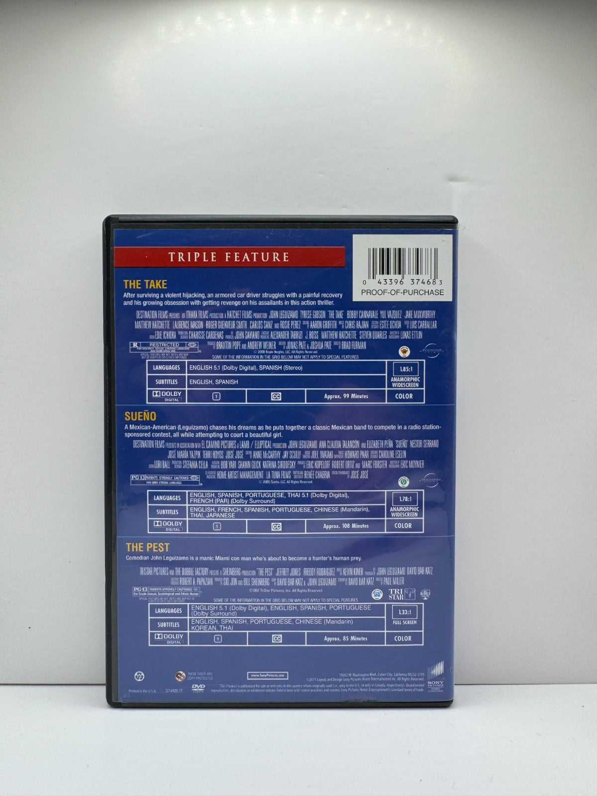 The Take / Sueño / The Pest (DVD) John Leguizamo 3-Movie Collection