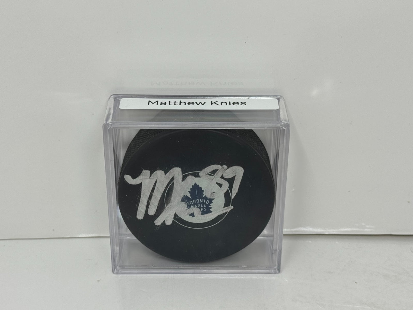 Matthew Knies Toronto Maple Leafs Signed NHL Autograph Puck Silver Auto