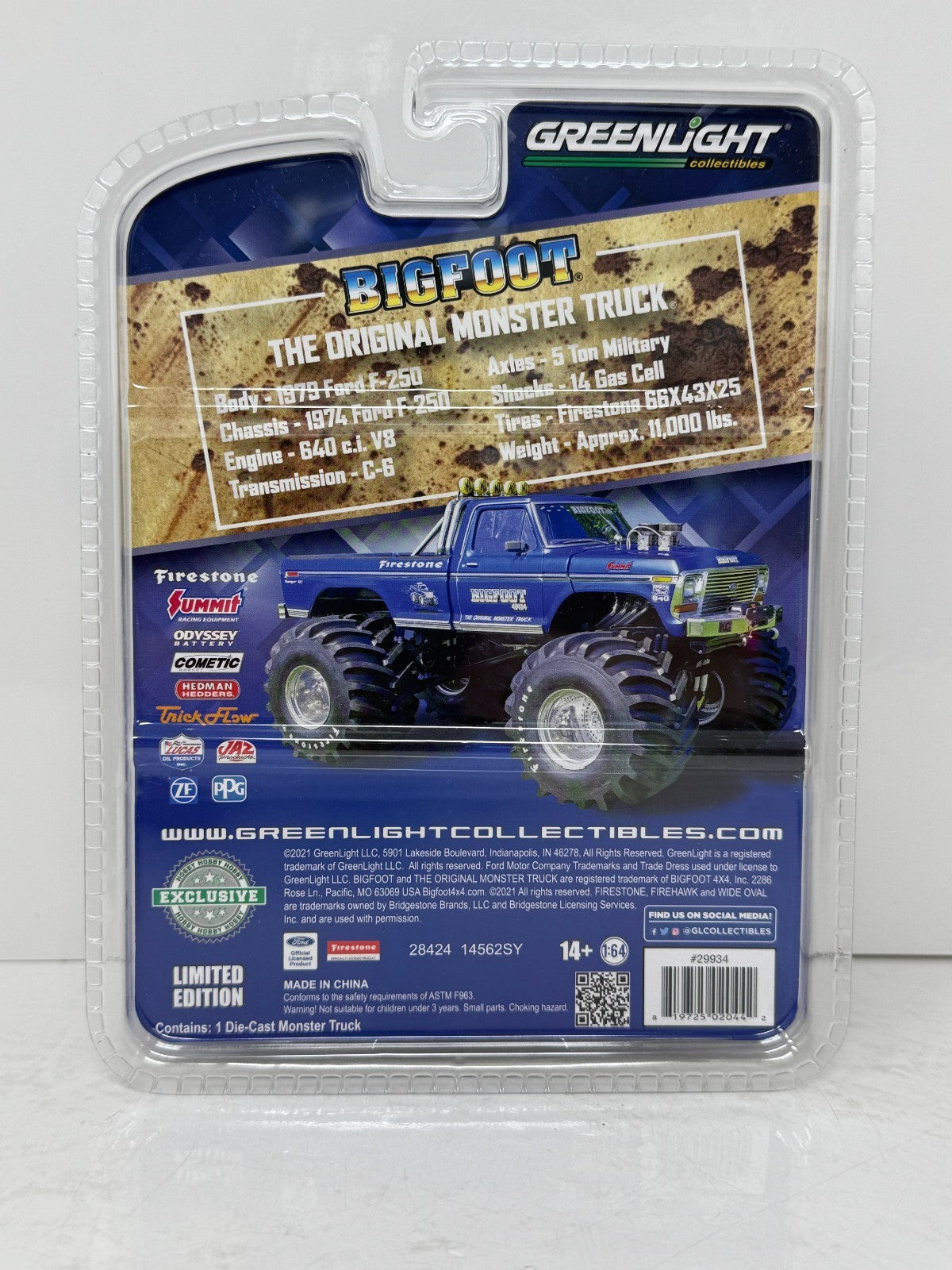 Greenlight Bigfoot 1974 Ford F-250 #1 The Original Monster Truck 1:64 Diecast