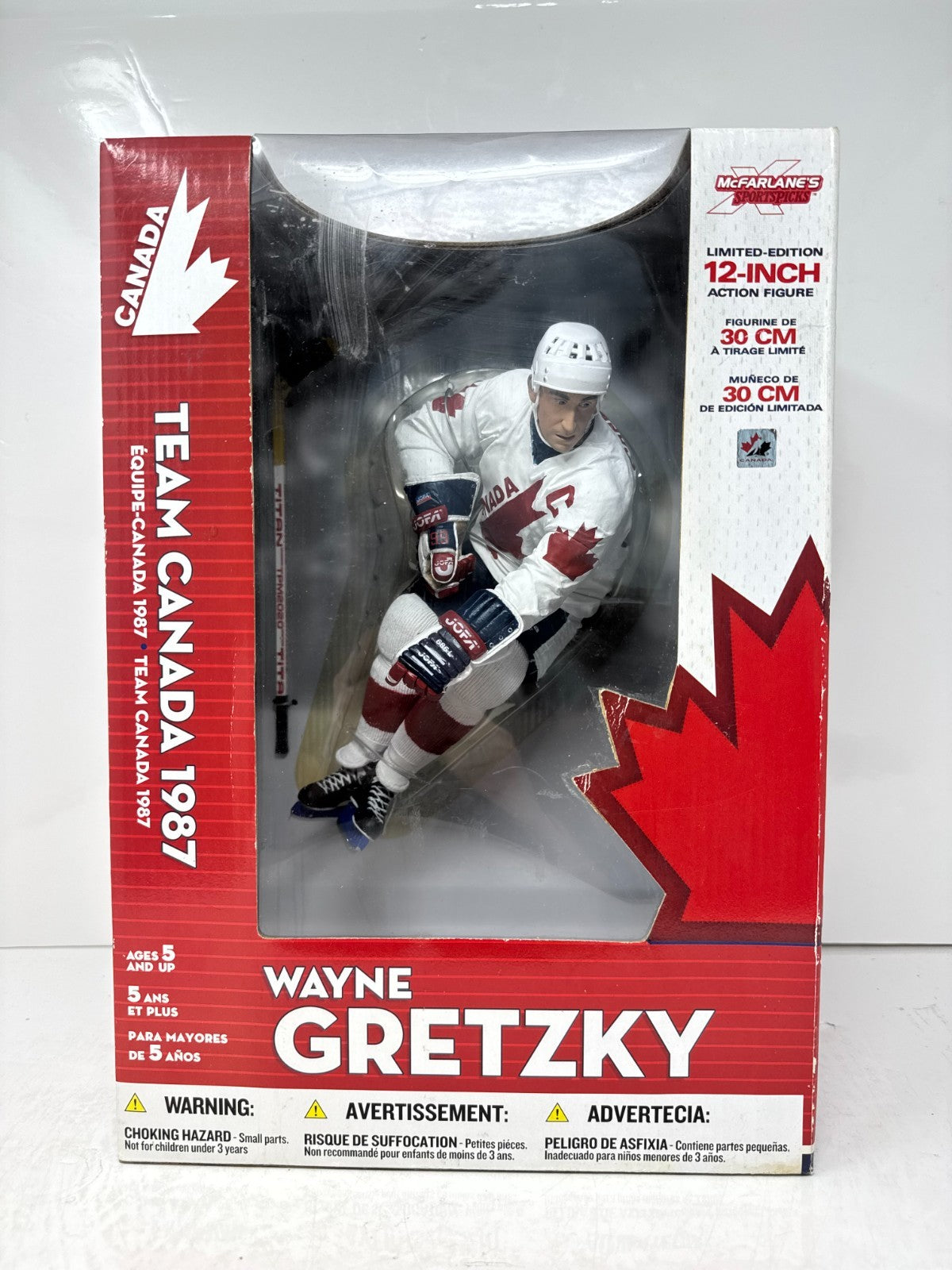 McFarlane NHL Wayne Gretzky Team Canada 1987 12" Inch Hockey Figure White Jersey