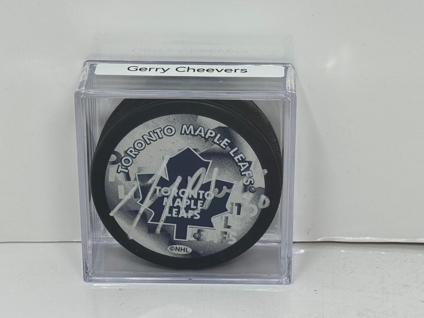 Gerry Cheevers Toronto Maple Leafs Signed NHL Autograph Puck Silver Auto