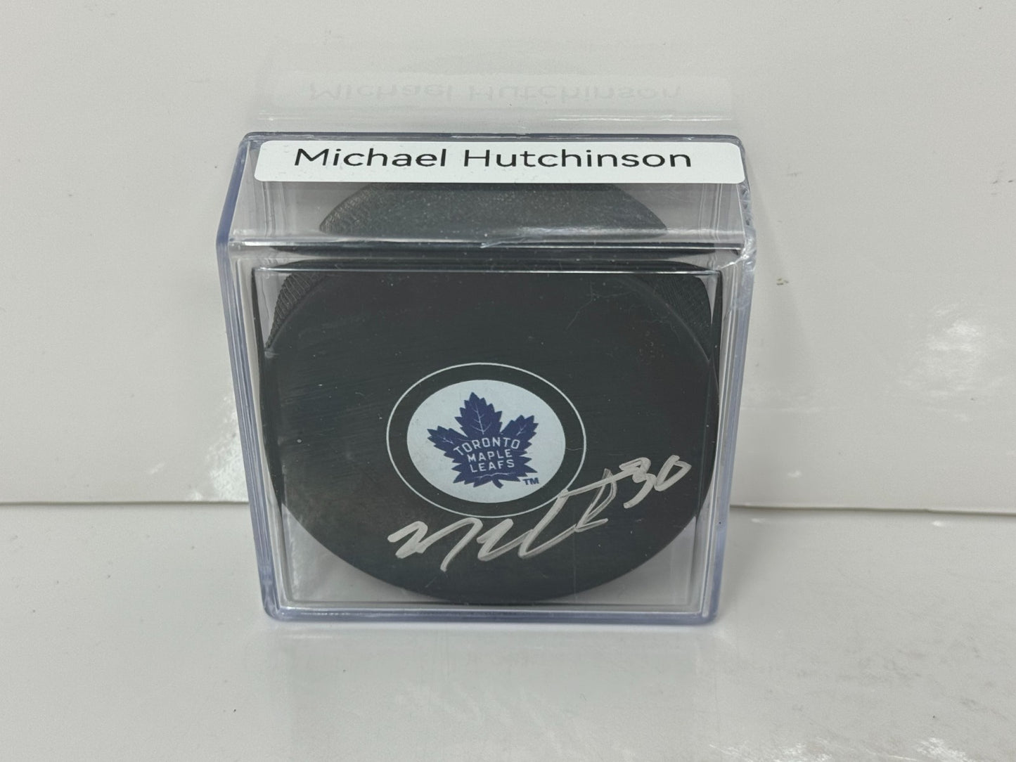 Michael Hutchinson Toronto Maple Leafs Signed NHL Autograph Puck Silver Auto