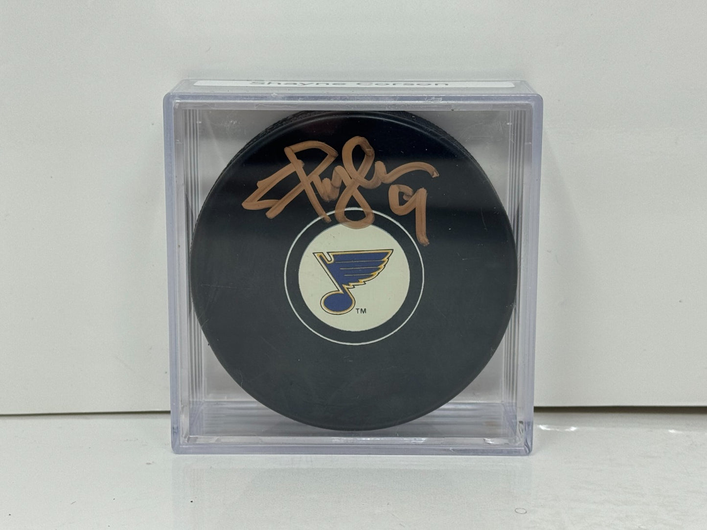 Shayne Corson St. Louis Blues Signed NHL Autograph Puck Gold Auto