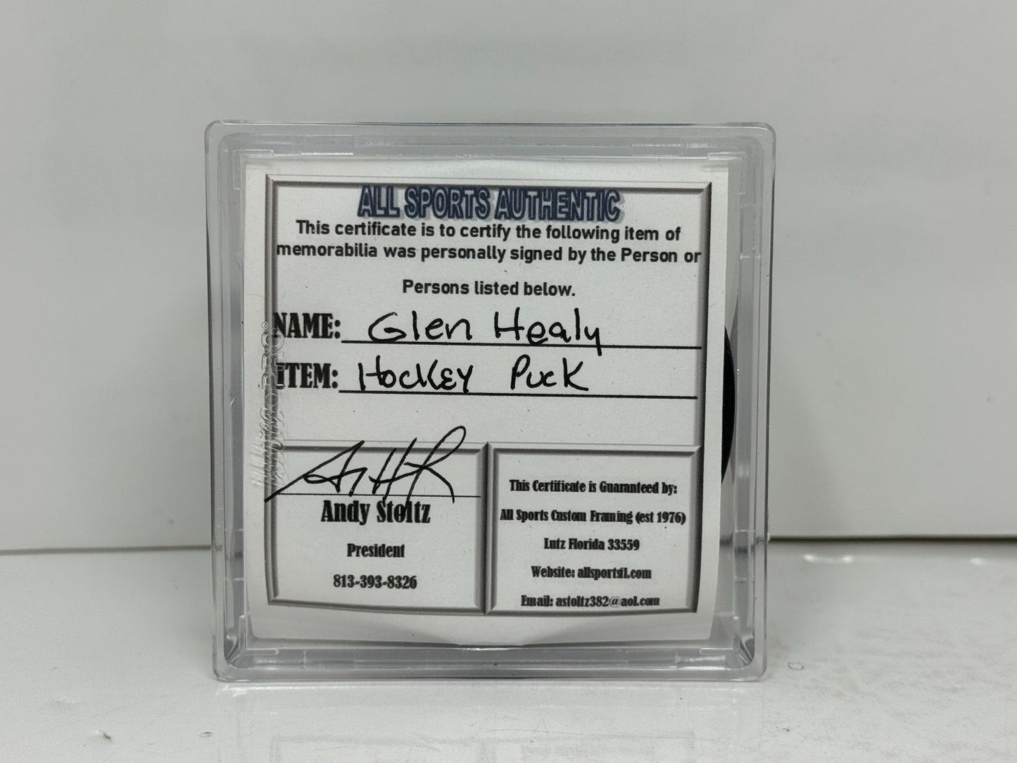 Glenn Healy Toronto Maple Leafs Signed NHL Autograph Puck Gold Auto
