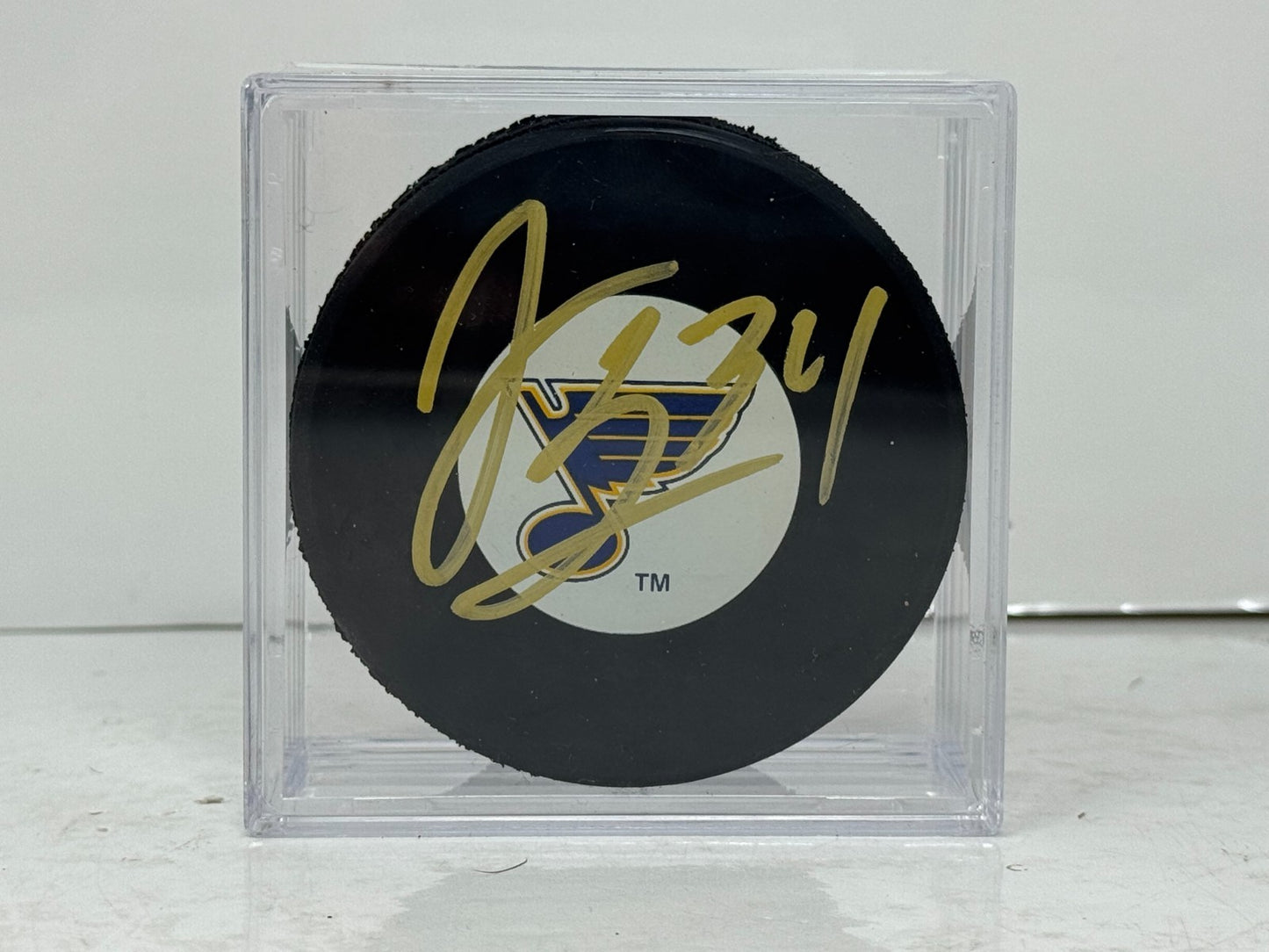 Jake Allen St. Louis Blues Signed NHL Autograph Puck Gold Auto