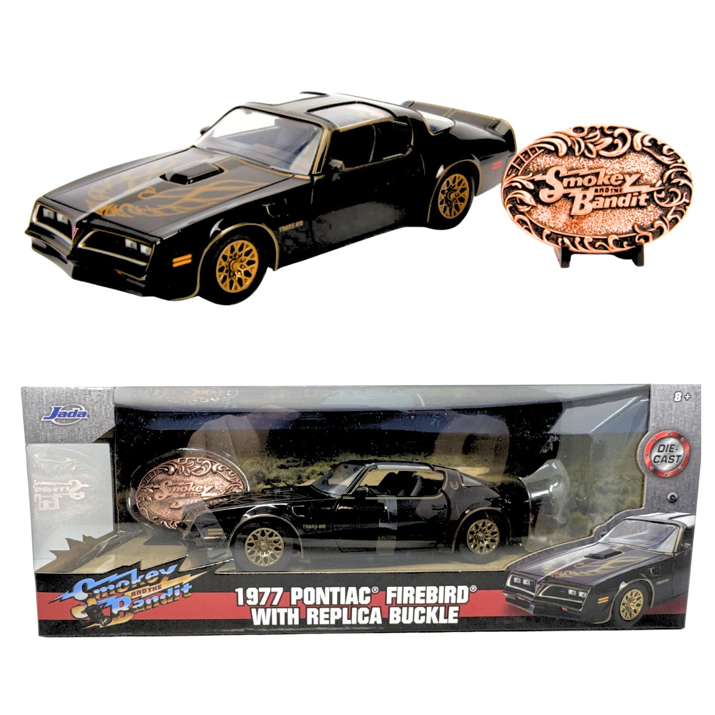 Jada Smokey and the Bandit 1977 Pontiac Firebird w/ Replica Buckle 1:24 Diecast