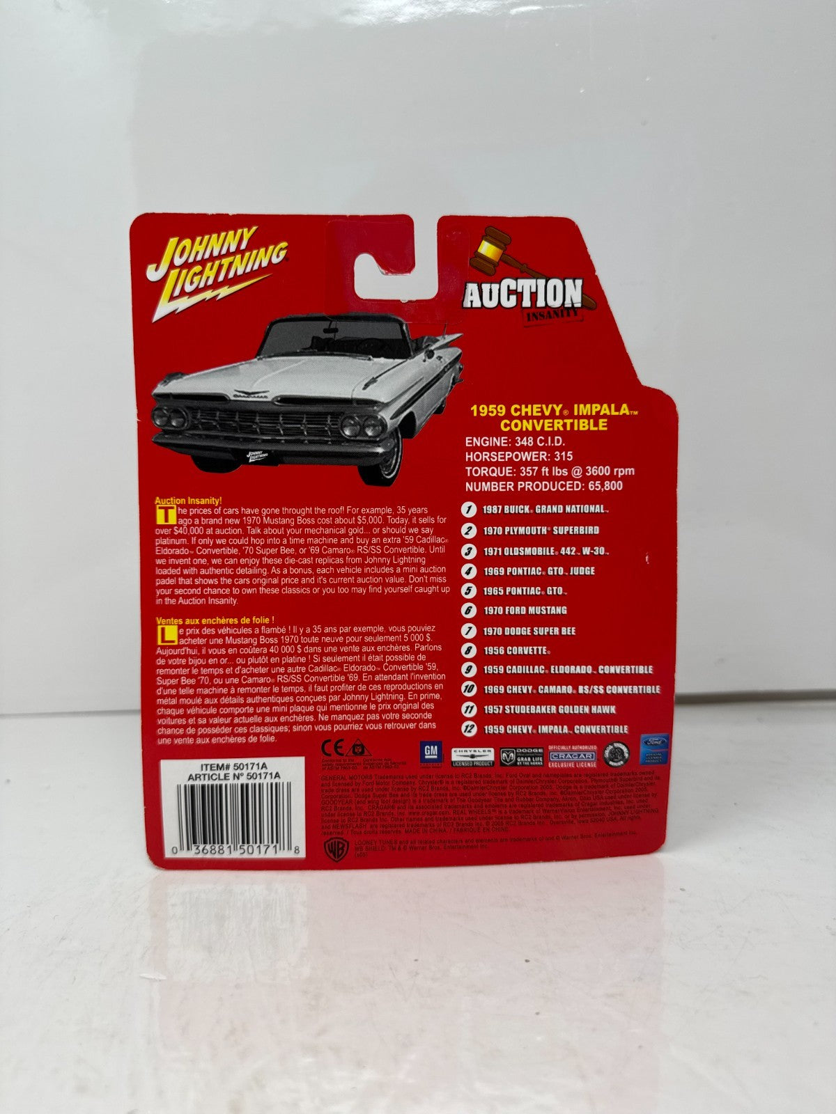 Johnny Lightning Auction Insanity 1959 Chevy Impala Convertible 1:64 Diecast