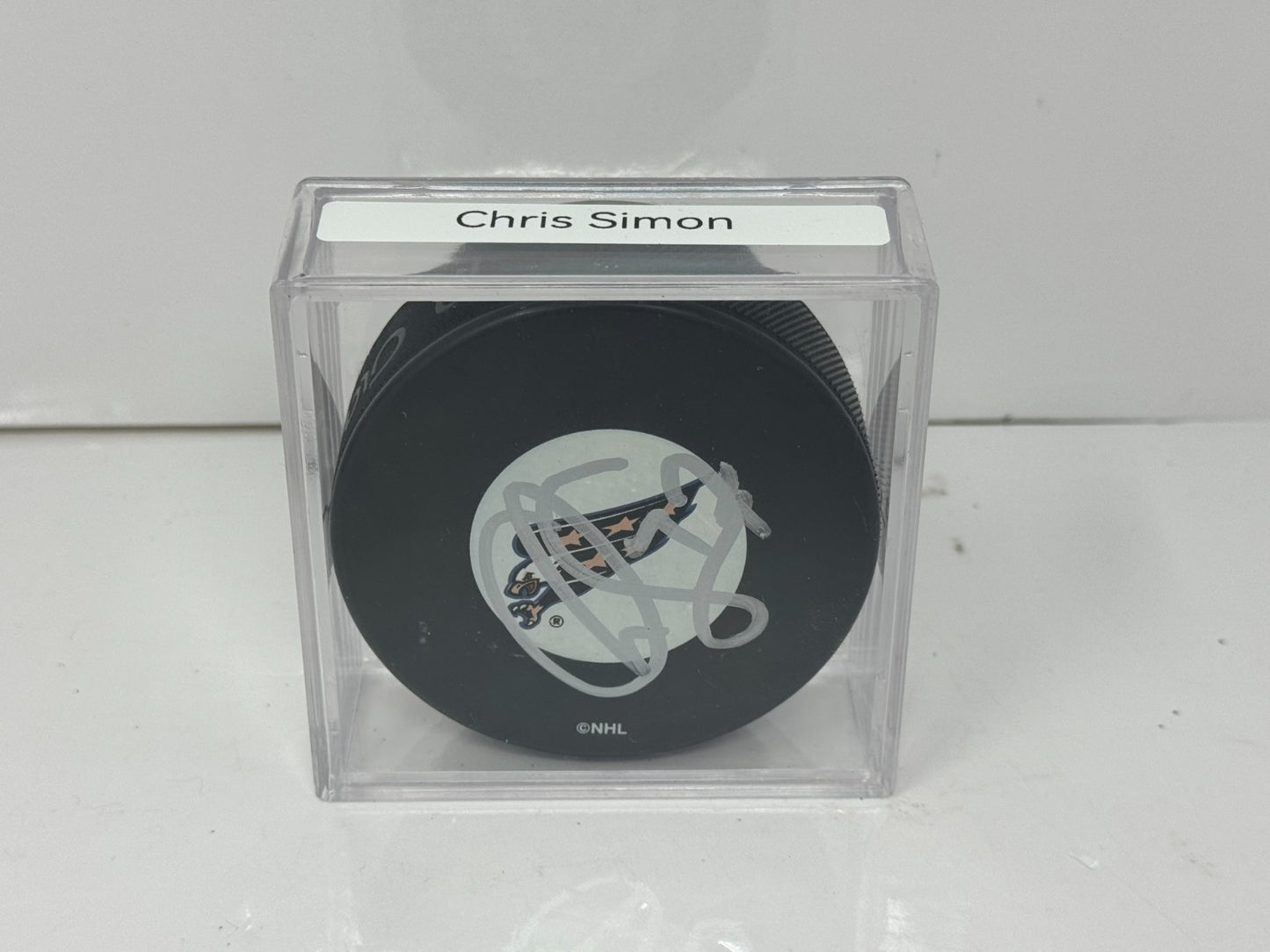 Chris Simon Washington Capitals Signed NHL Autograph Puck Silver Auto