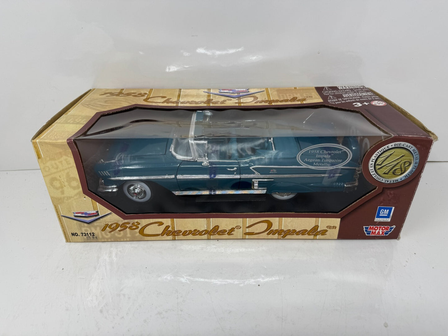 Motormax 1958 Chevrolet Impala Aegean Turquoise Metallic 1:18 Diecast