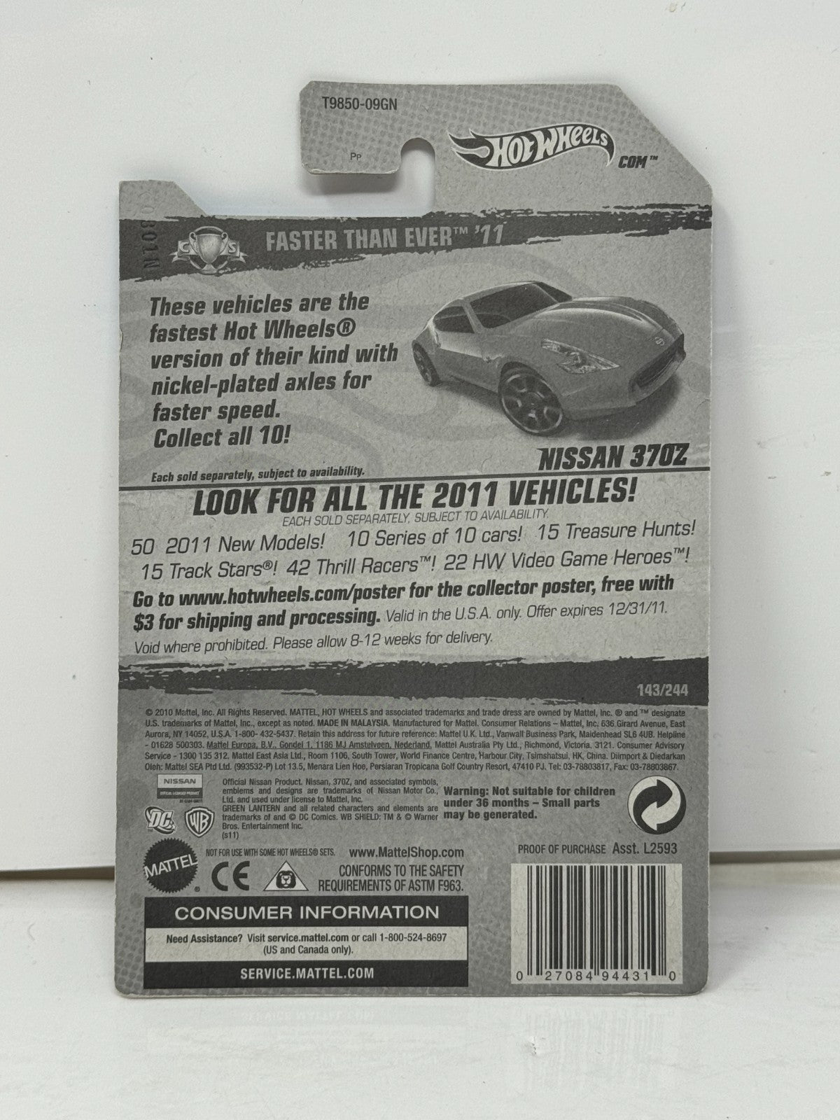 Hot Wheels Faster Than Ever '11 Nissan 370Z 1:64 Diecast