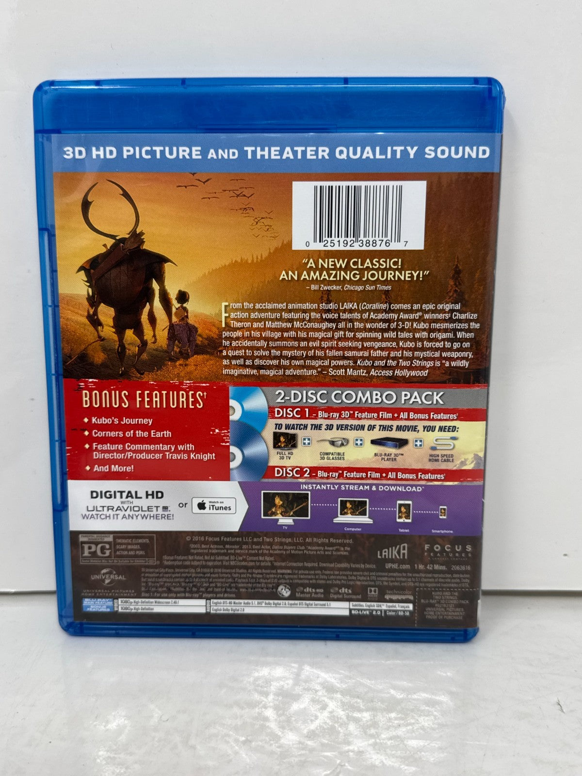 Kubo and the Two Strings Blu-ray 3D Laika Animated Family Adventure