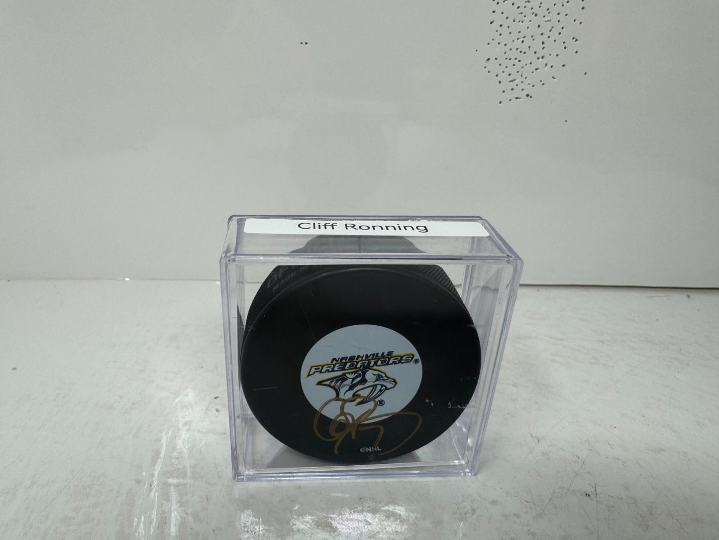 Cliff Ronning Nashville Predators Signed NHL Autograph Puck Gold Auto
