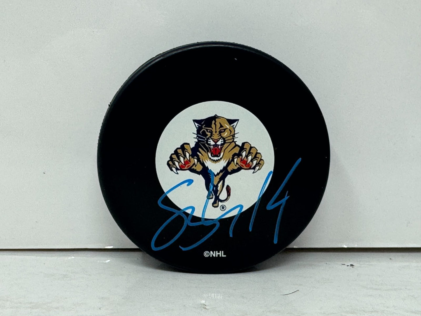 Stu Barnes Florida Panthers Signed NHL Autograph Puck Blue Auto