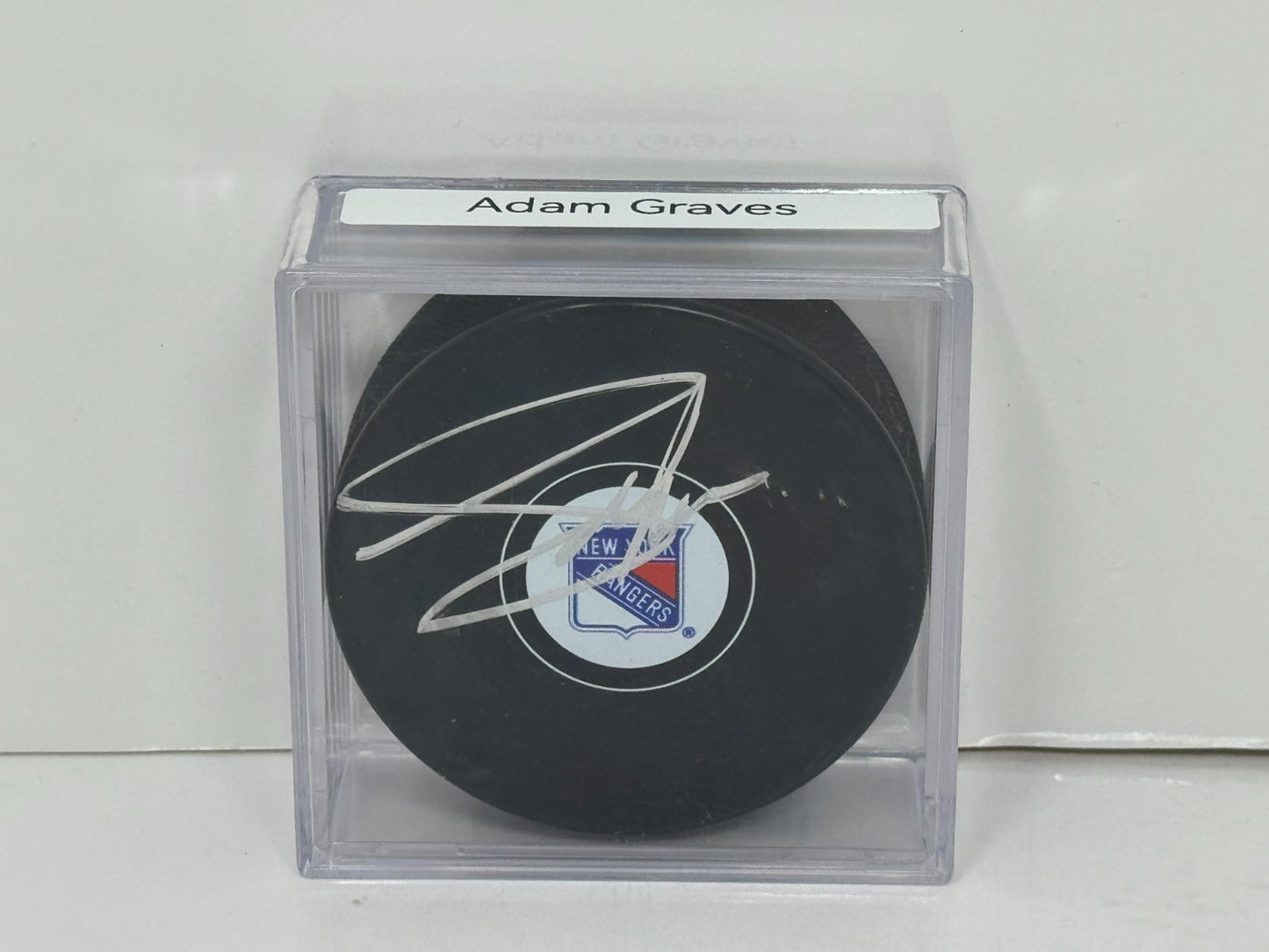 Adam Graves New York Rangers Signed NHL Autograph Puck Silver Auto