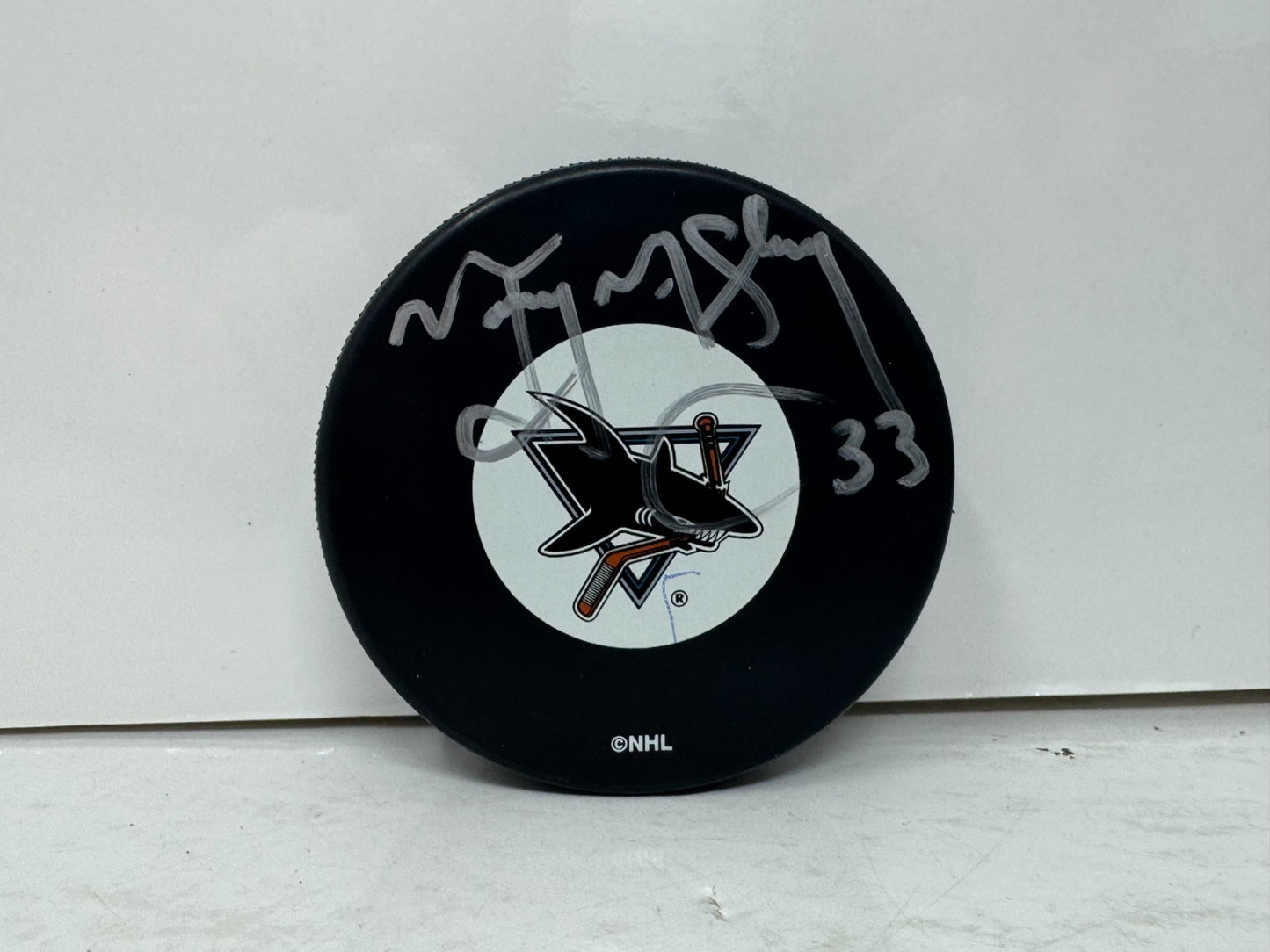 Marty McSorley San Jose Sharks Signed NHL Autograph Puck Silver Auto