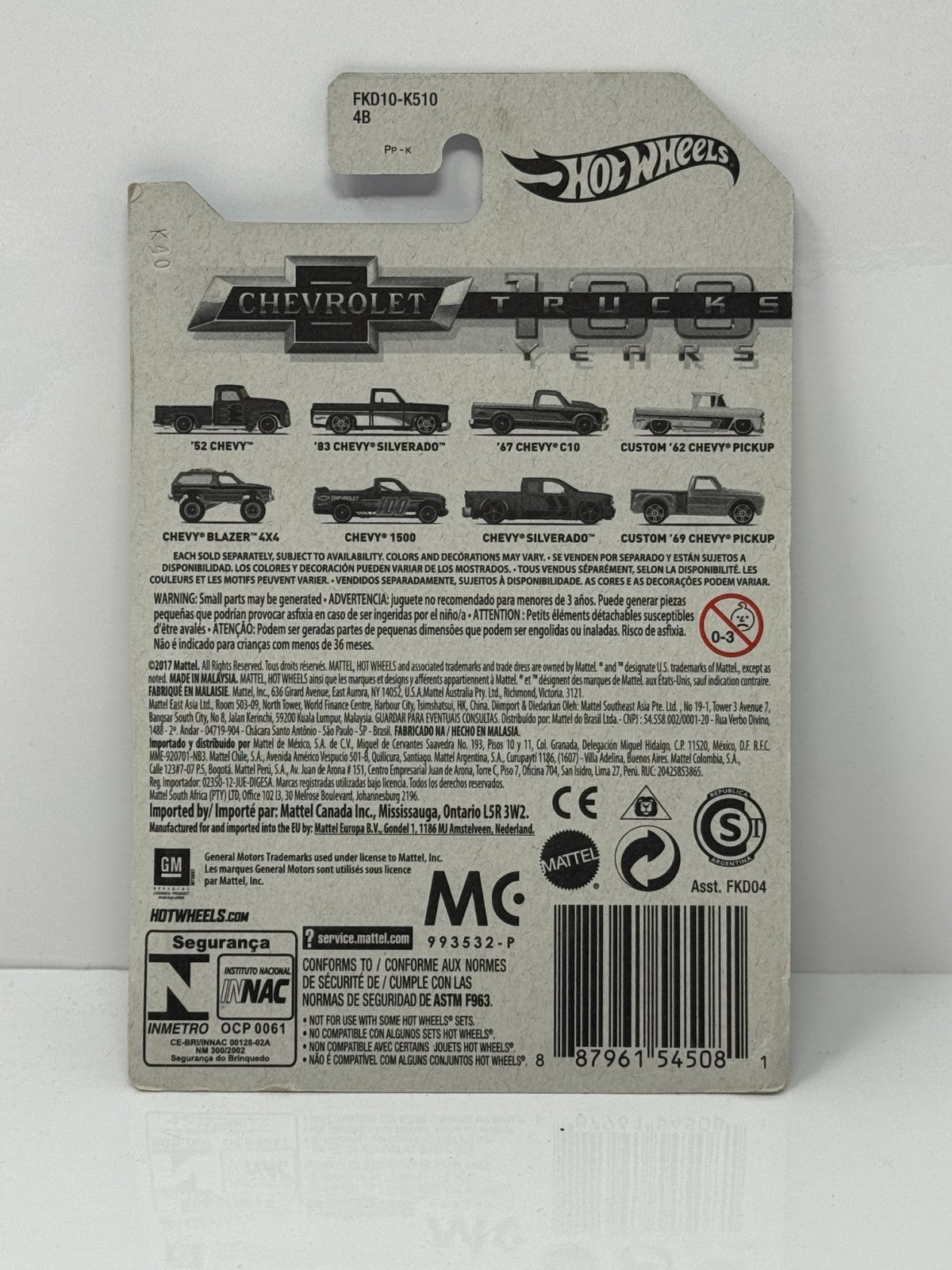 Hot Wheels Chevrolet Trucks 100 Years 1985 Chevy Blazer 4x4 1:64 Diecast