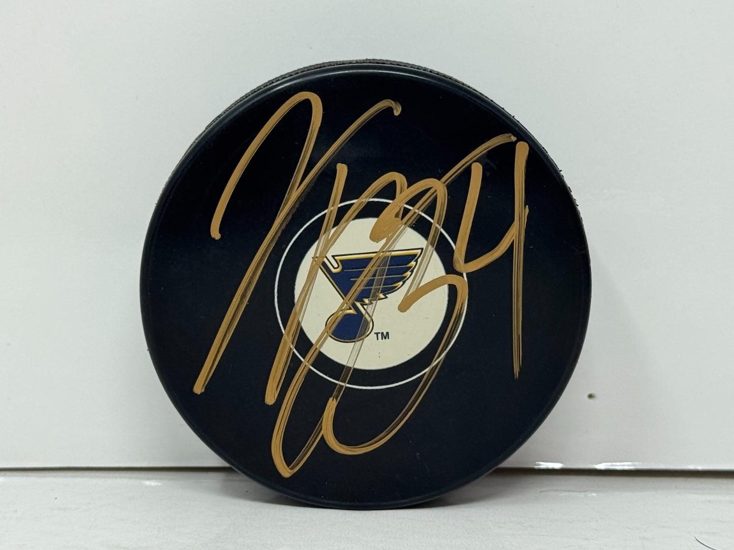 Jake Allen St. Louis Blues Signed NHL Autograph Puck Gold Auto