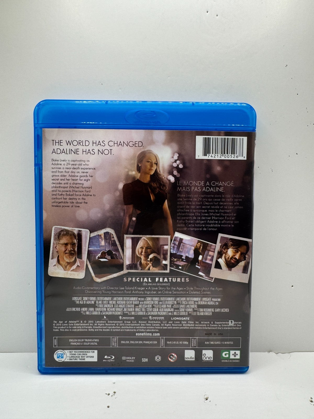 The Age of Adaline (Blu-ray) Blake Lively Romance Good Condition!!!