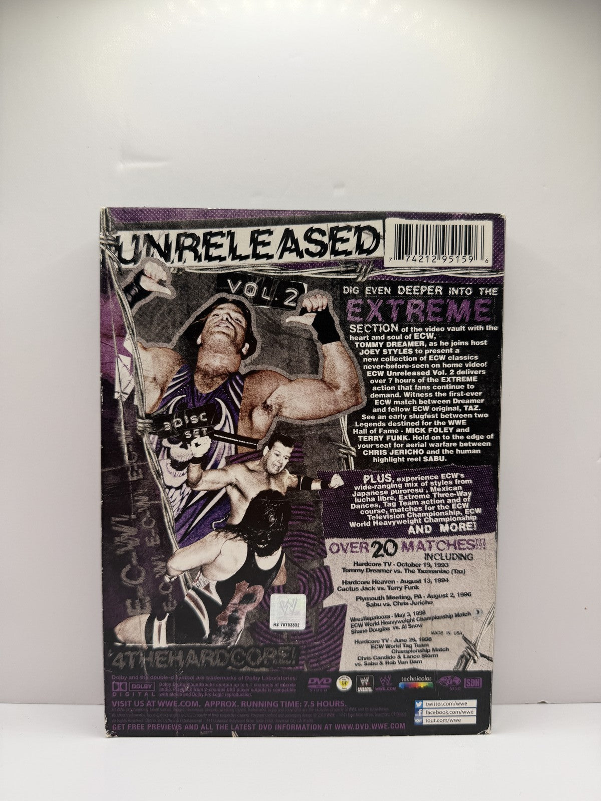 WWE ECW Unreleased Vol. 2 3-Disc Set DVD Extreme Championship Wrestling