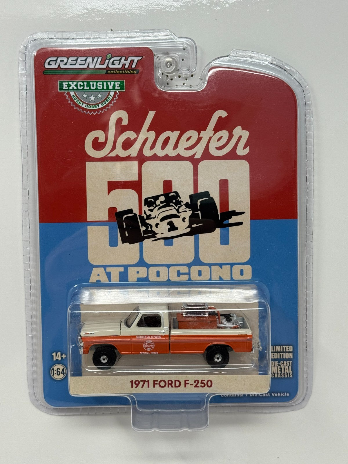 Greenlight 1971 Ford F-250 Schaefer 500 At Pocono 1:64 Diecast