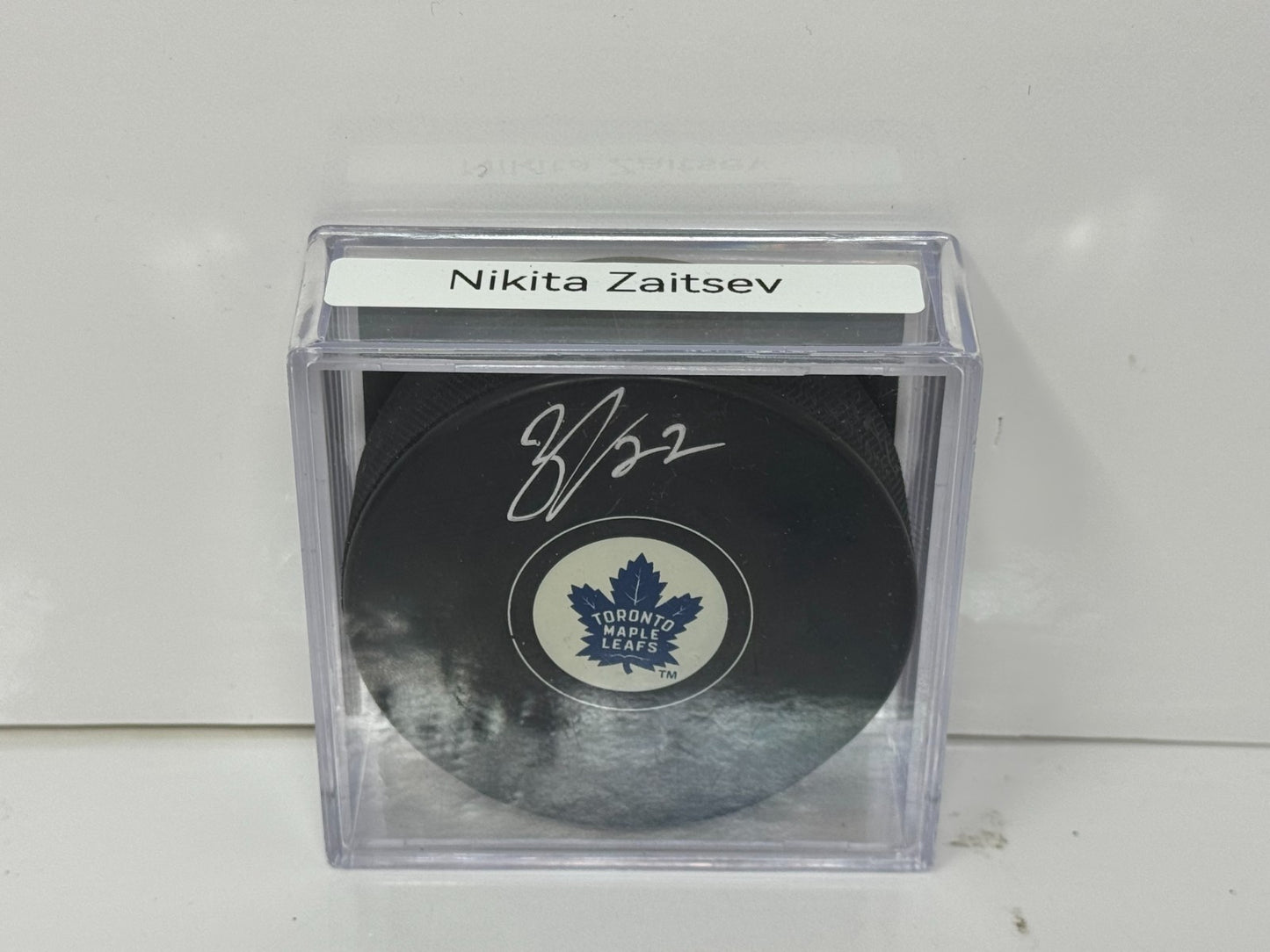 Nikita Zaitsev Toronto Maple Leafs Signed NHL Autograph Puck Silver Auto V2