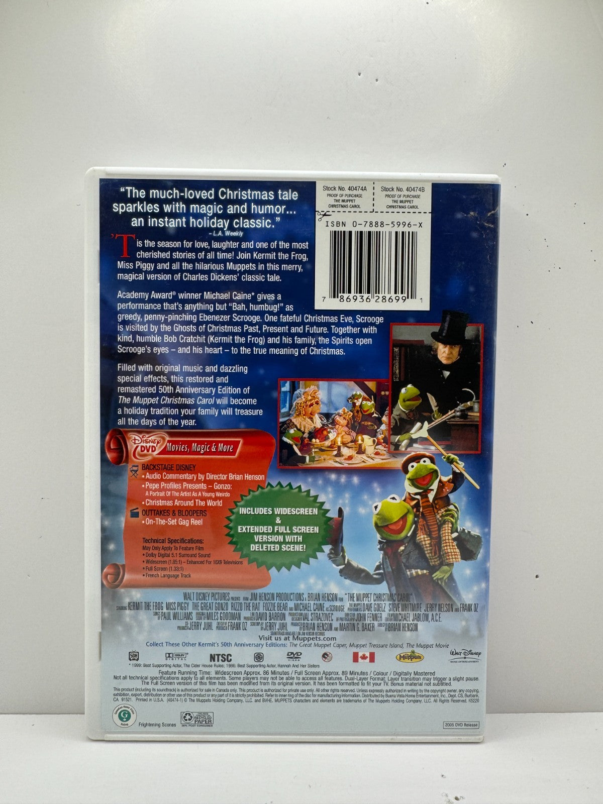 The Muppet Christmas Carol (DVD) Michael Caine Holiday Family