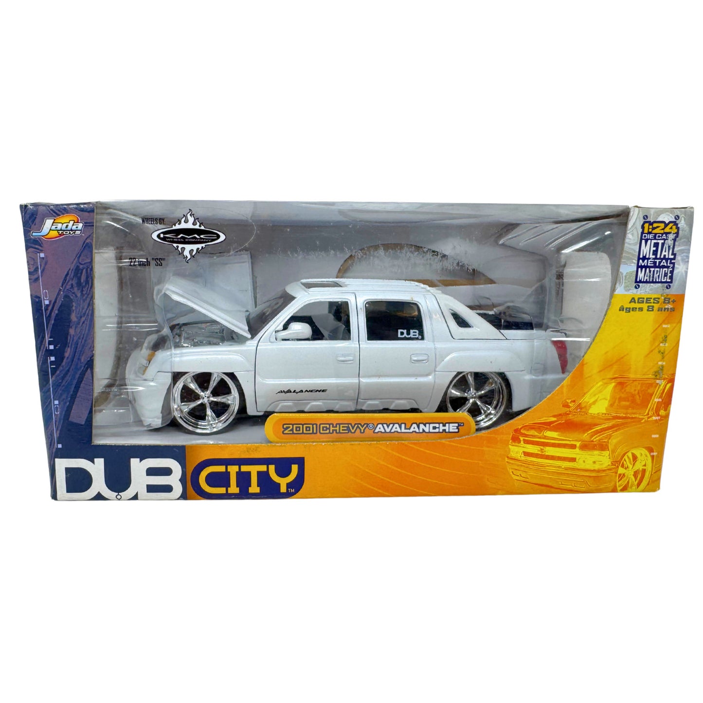 Jada Dub City 2001 Chevy Avalanche 1:24 Diecast KMC Wheels 22 Inch SS Rims