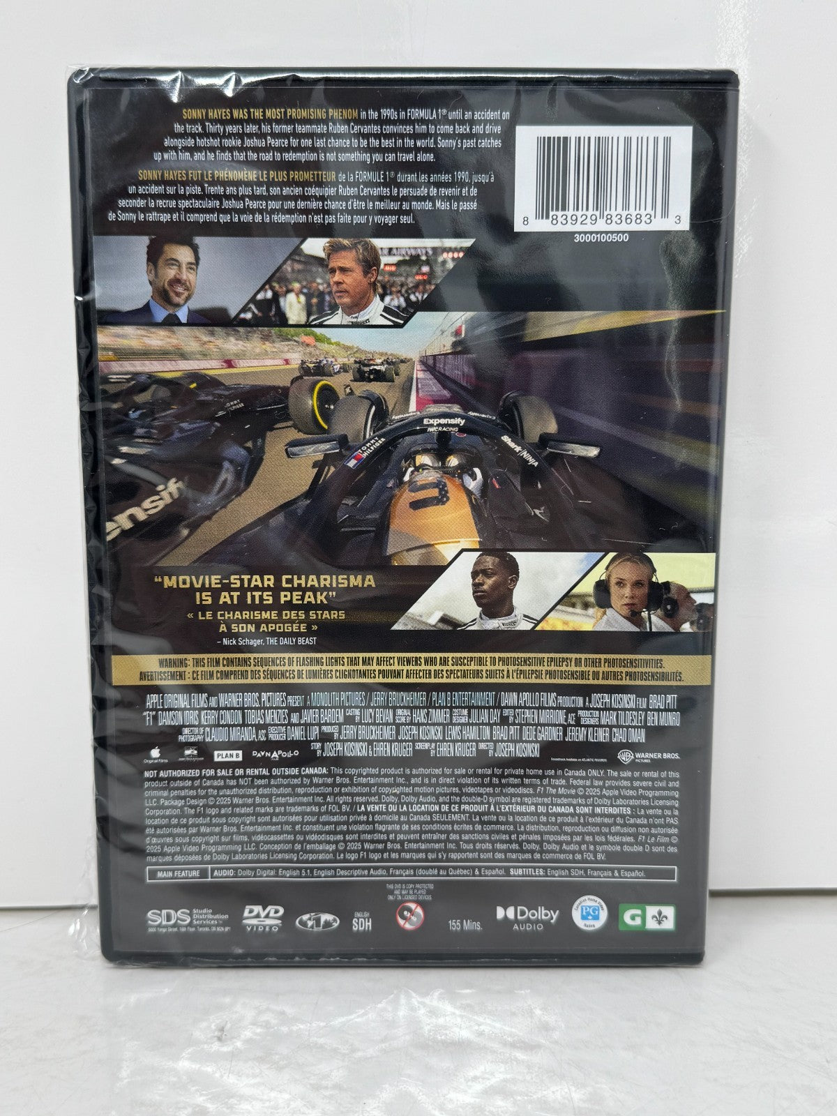 F1: The Movie (DVD) Brad Pitt Sports Brand New and Sealed!!!