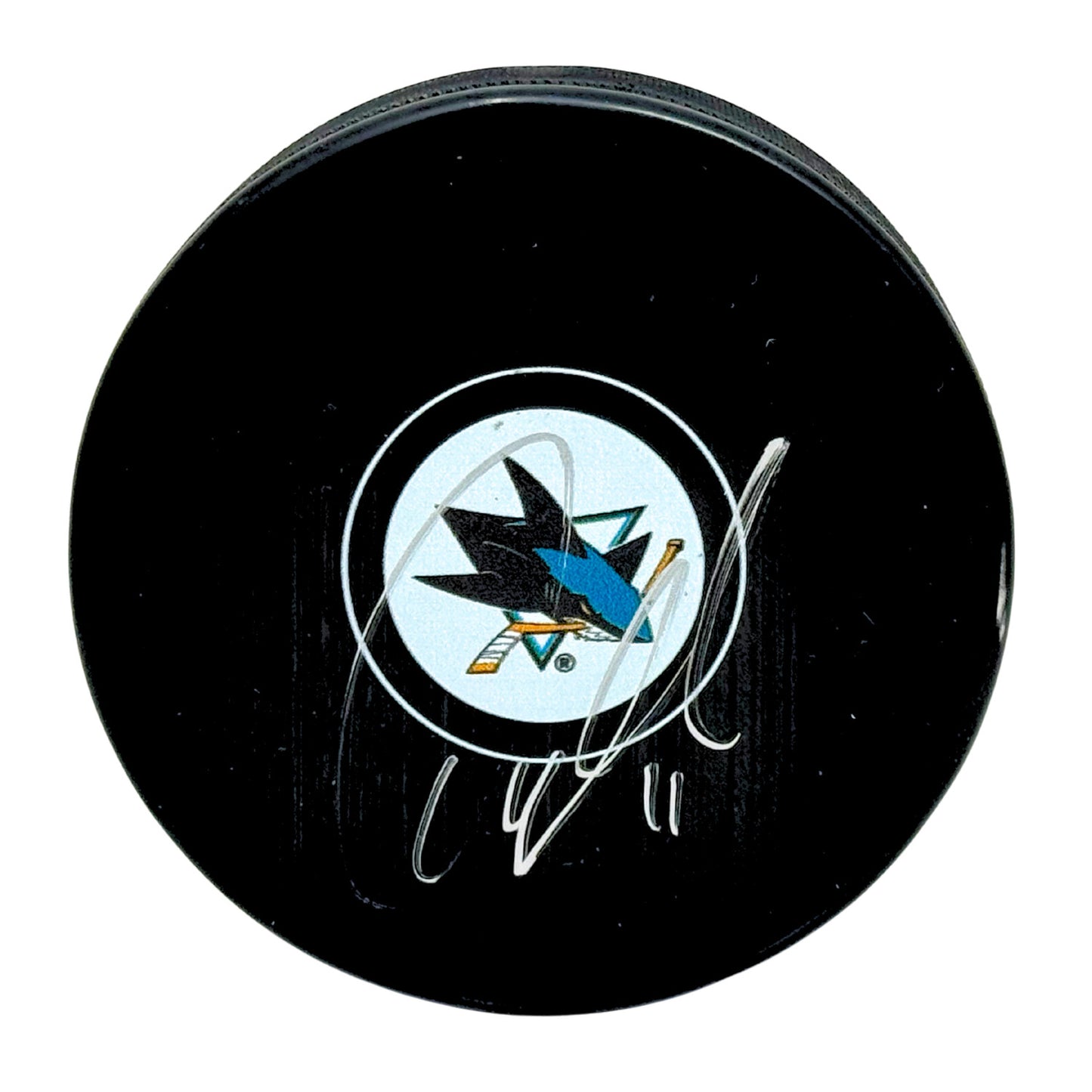 Owen Nolan San Jose Sharks Signed NHL Autograph Puck Silver Auto