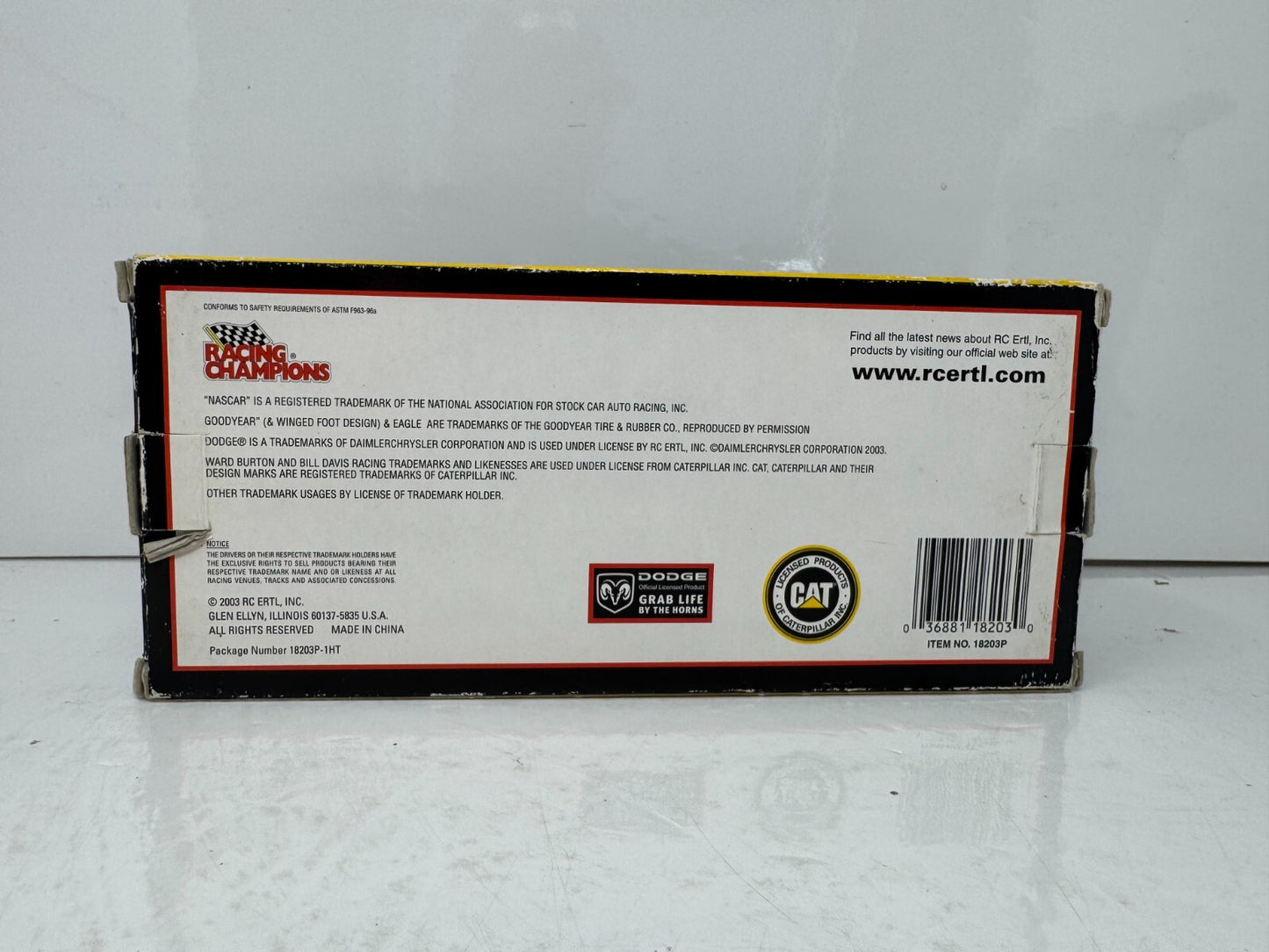 Racing Champions Nascar #22 Ward Burton Caterpillar Dodge Ertl 1:24 Diecast