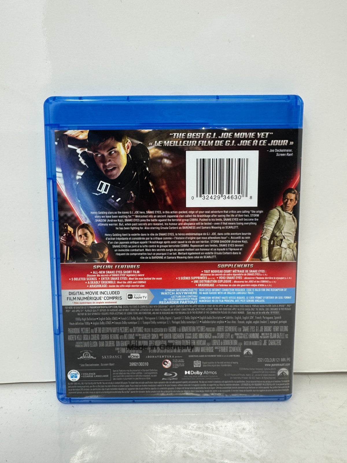 Snake Eyes G.I. Joe Origins (Blu-ray) Henry Golding Action