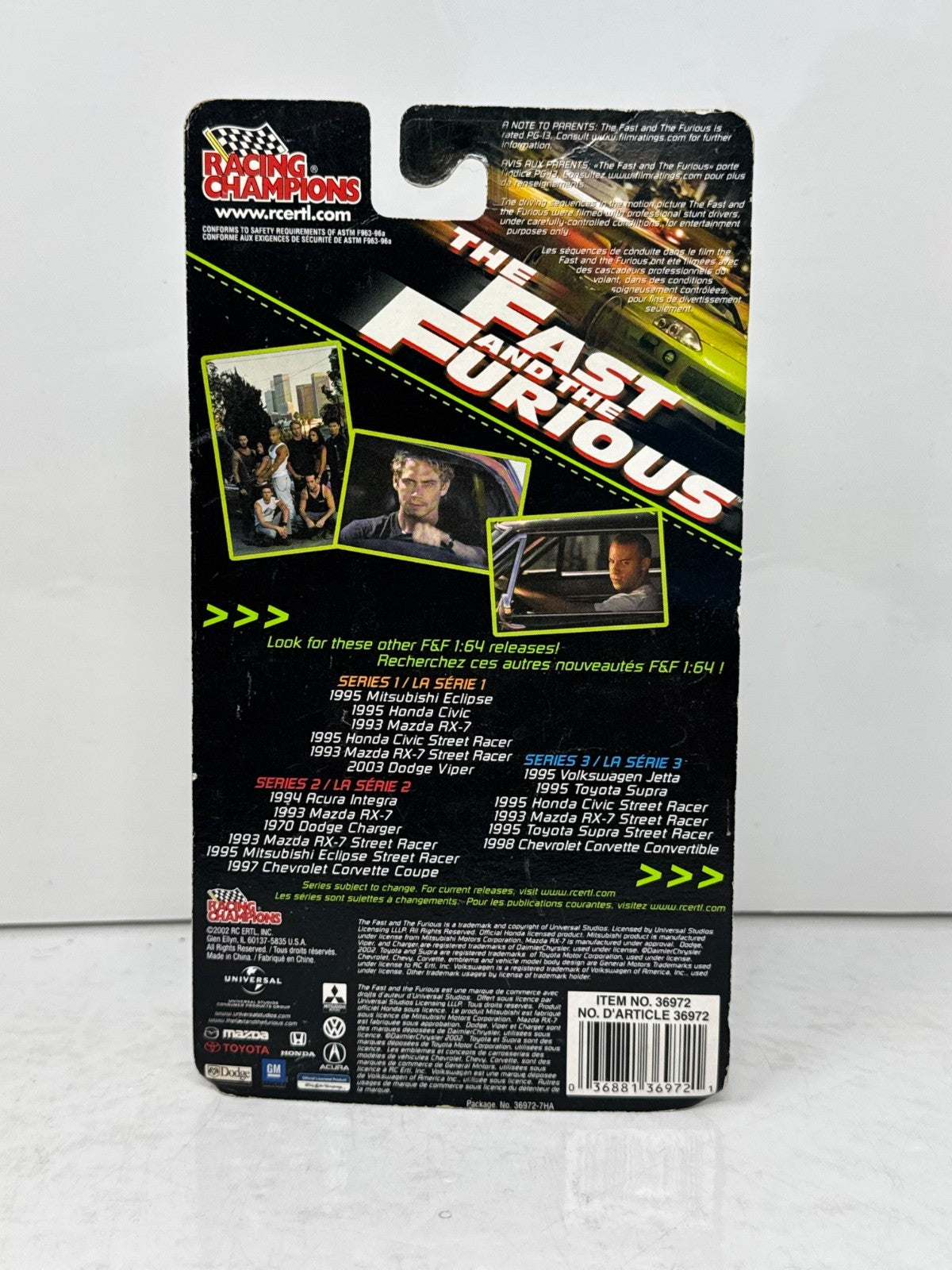 Racing Champions The Fast and the Furious 1995 Mitsubishi Eclipse 1:64 Diecast