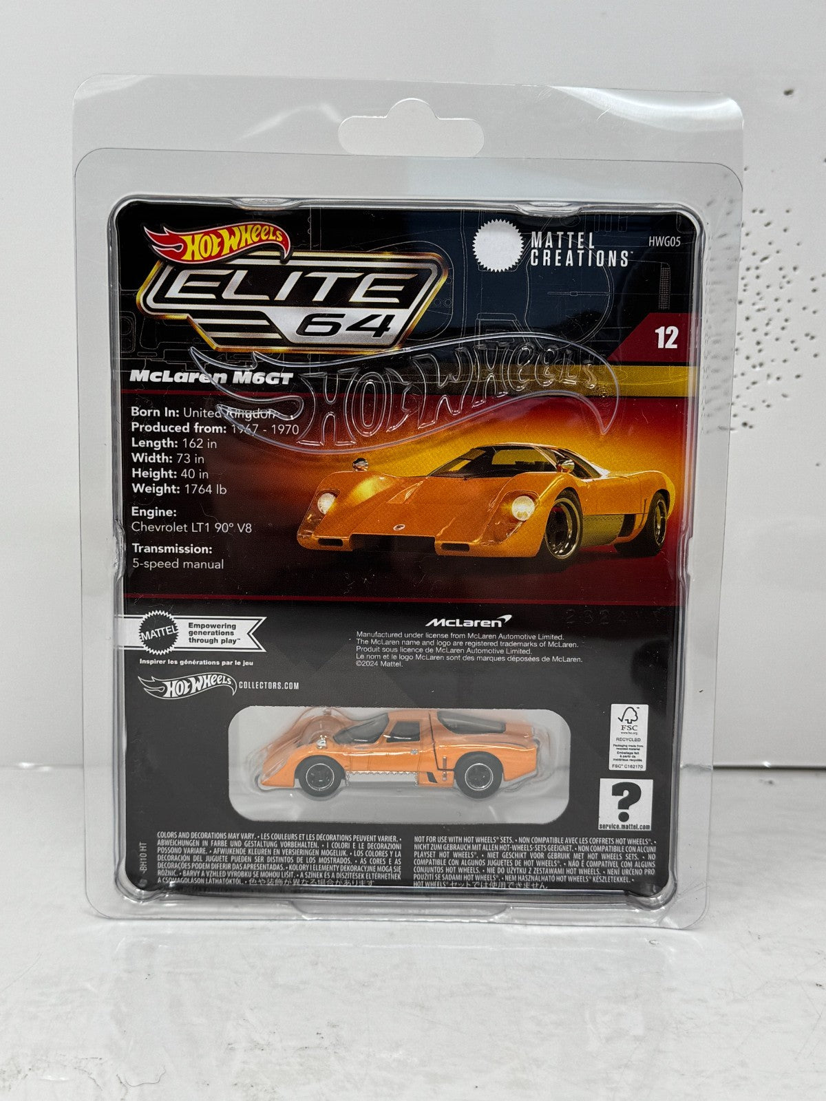 Hot Wheels Collectors Elite 64 McLaren M6GT 1:64 Diecast
