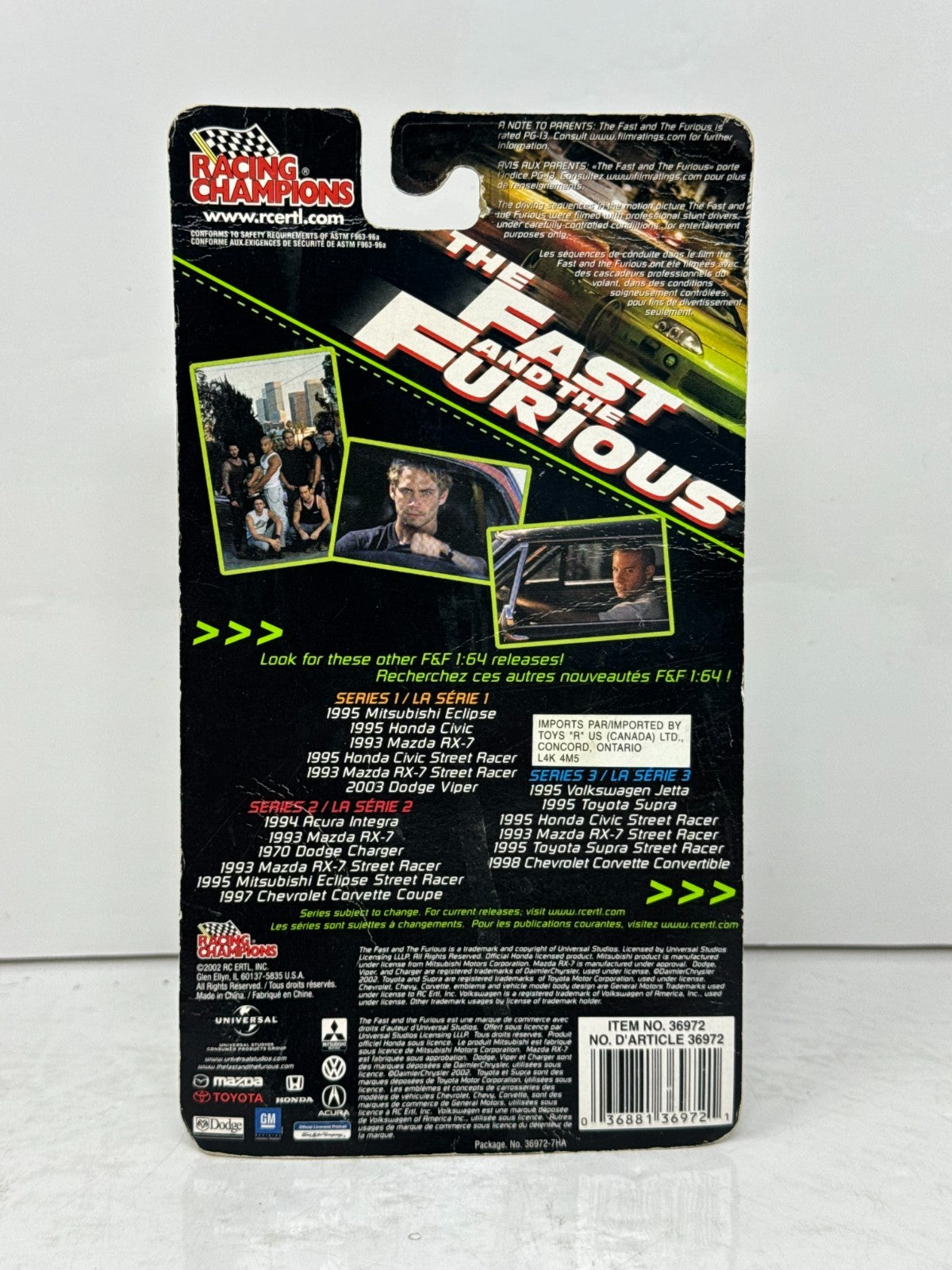 Racing Champions The Fast and the Furious 1993 Mazda RX-7 Series 2 1:64 Diecast