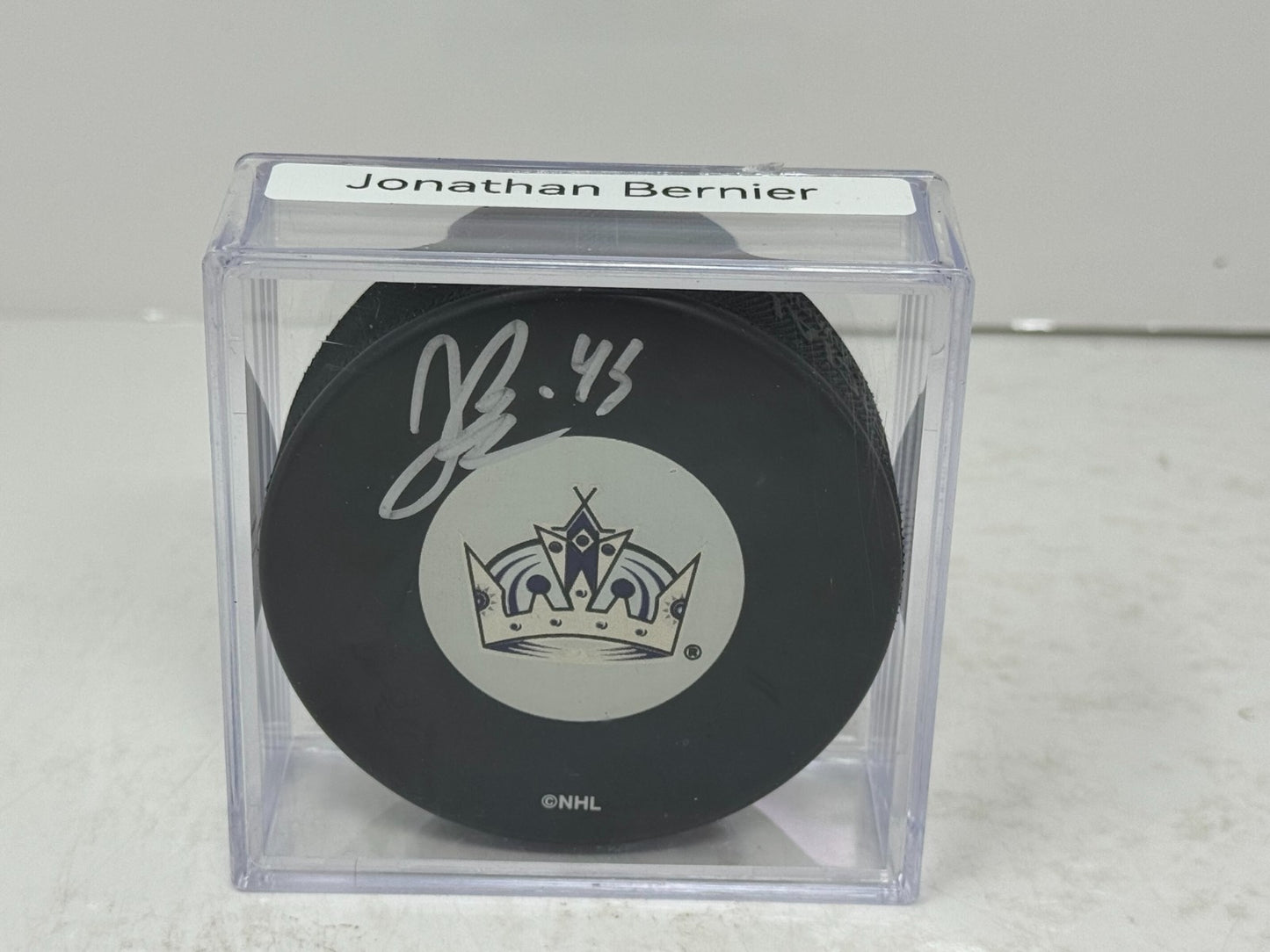 Jonathan Bernier Los Angeles Kings Signed NHL Autograph Puck Silver Auto