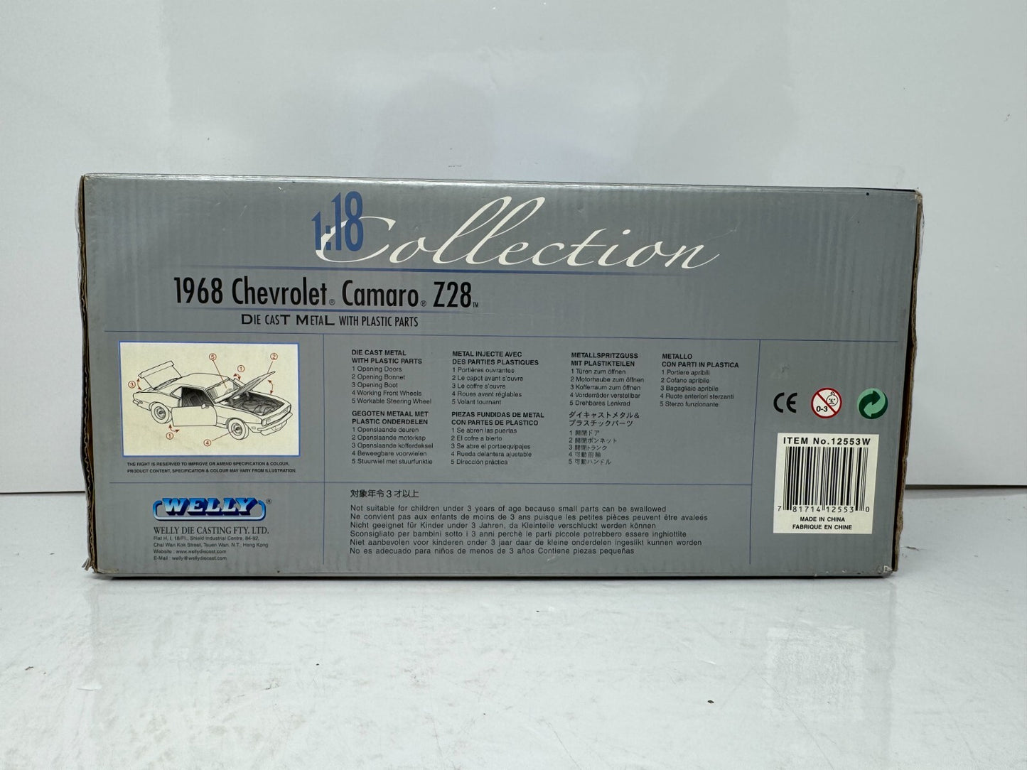 Welly 1968 Chevrolet Camaro Z/28 1:18 Diecast