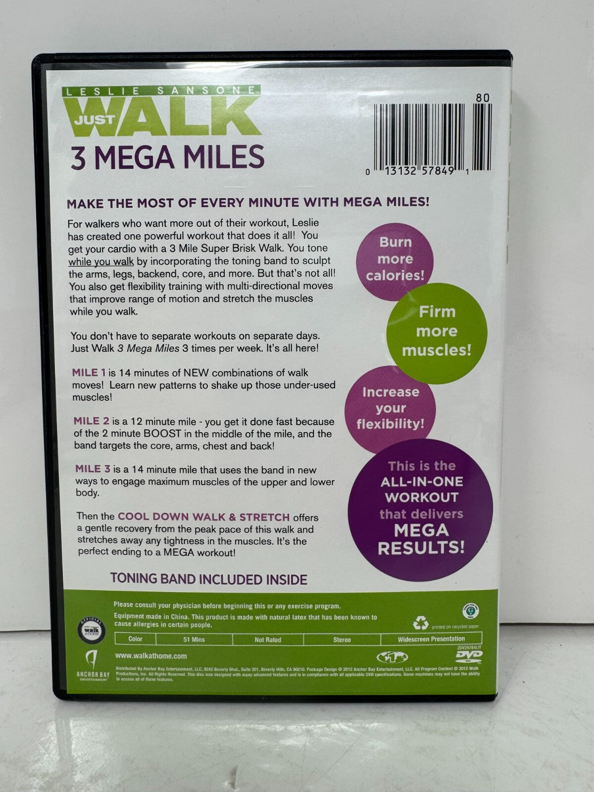 Leslie Sansone: Just Walk - 3 Mega Miles - (DVD) Fitness Good Condition!!!