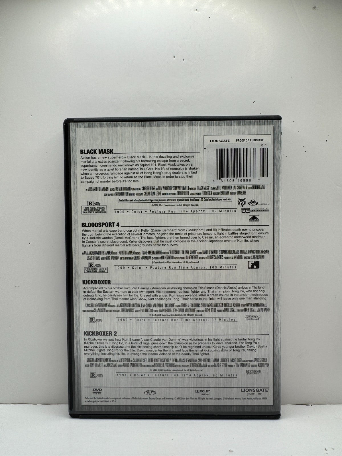 Black Mask / Kickboxer 1 / Bloodsport 4 / Kickboxer 2 (DVD) Martial Arts