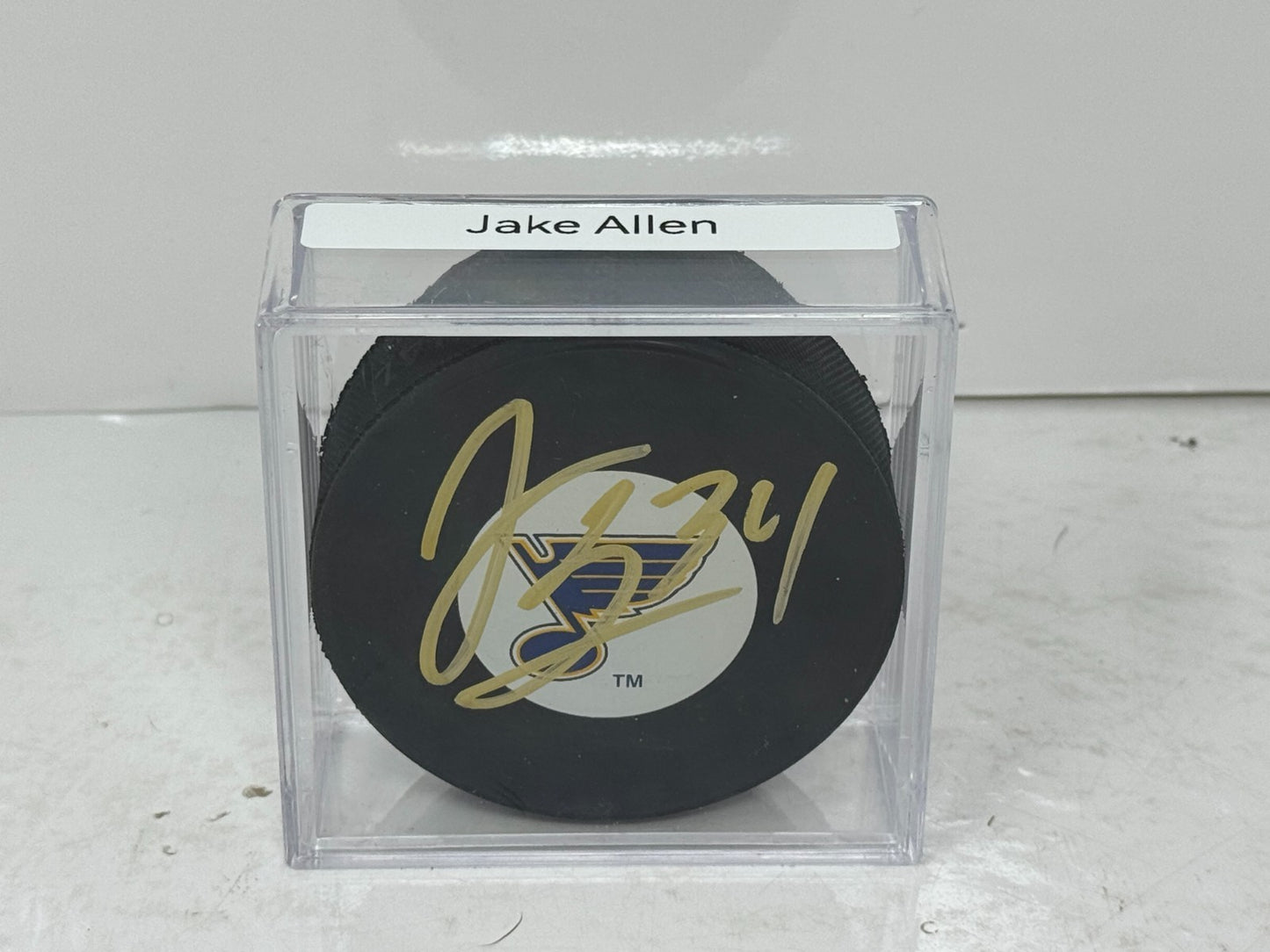 Jake Allen St. Louis Blues Signed NHL Autograph Puck Gold Auto