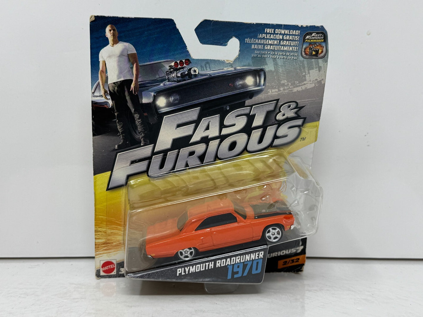 Mattel Fast & Furious 1970 Plymouth Road Runner Furious 7 1:55 Diecast