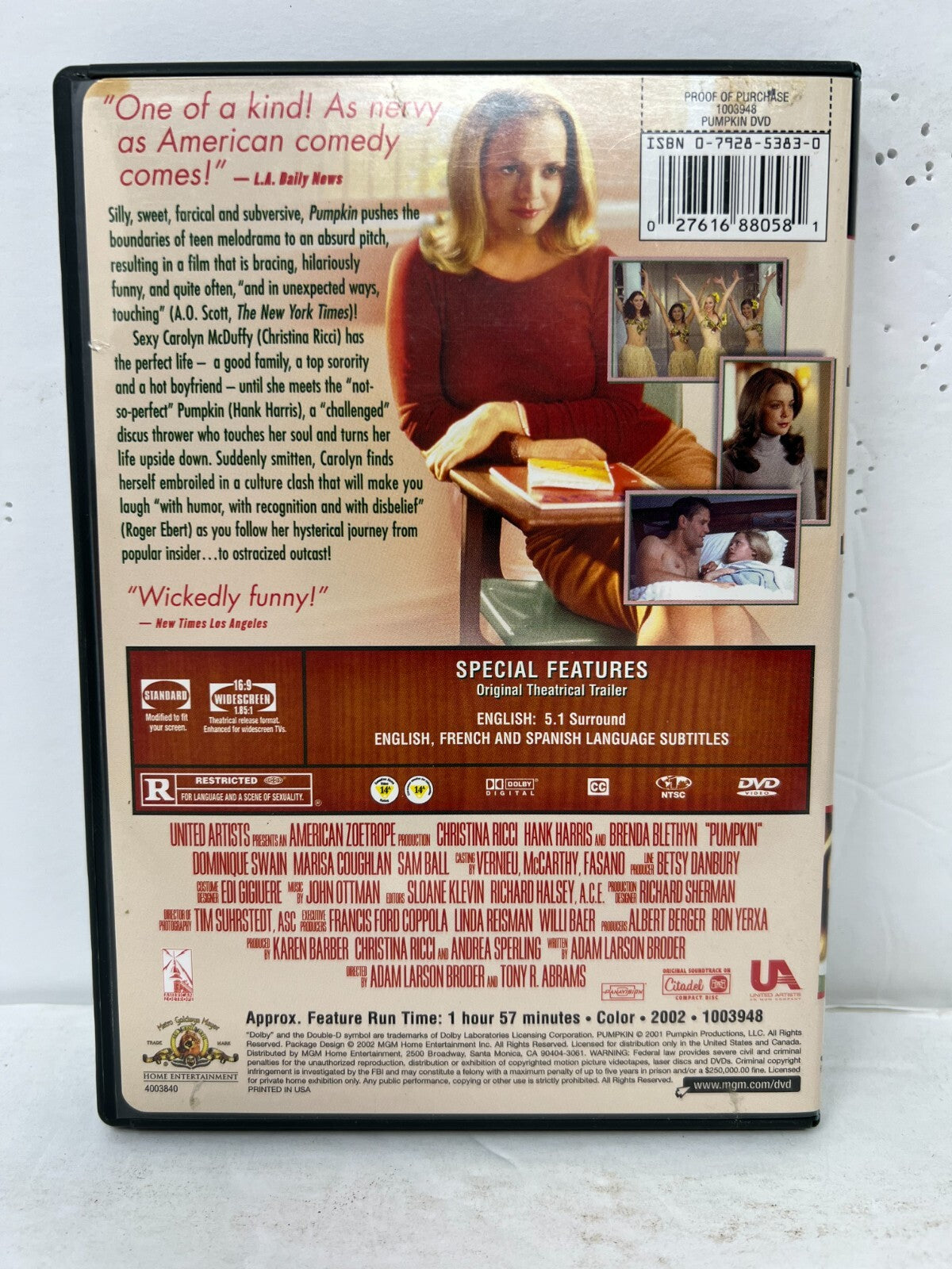 Pumpkin (DVD) Comedy Good Condition!!!